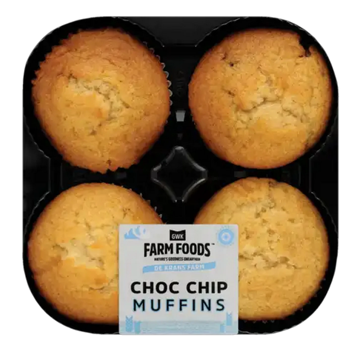 Image of GWK Farm Foods Chocolate Chip Flavoured Muffins 4 Pack