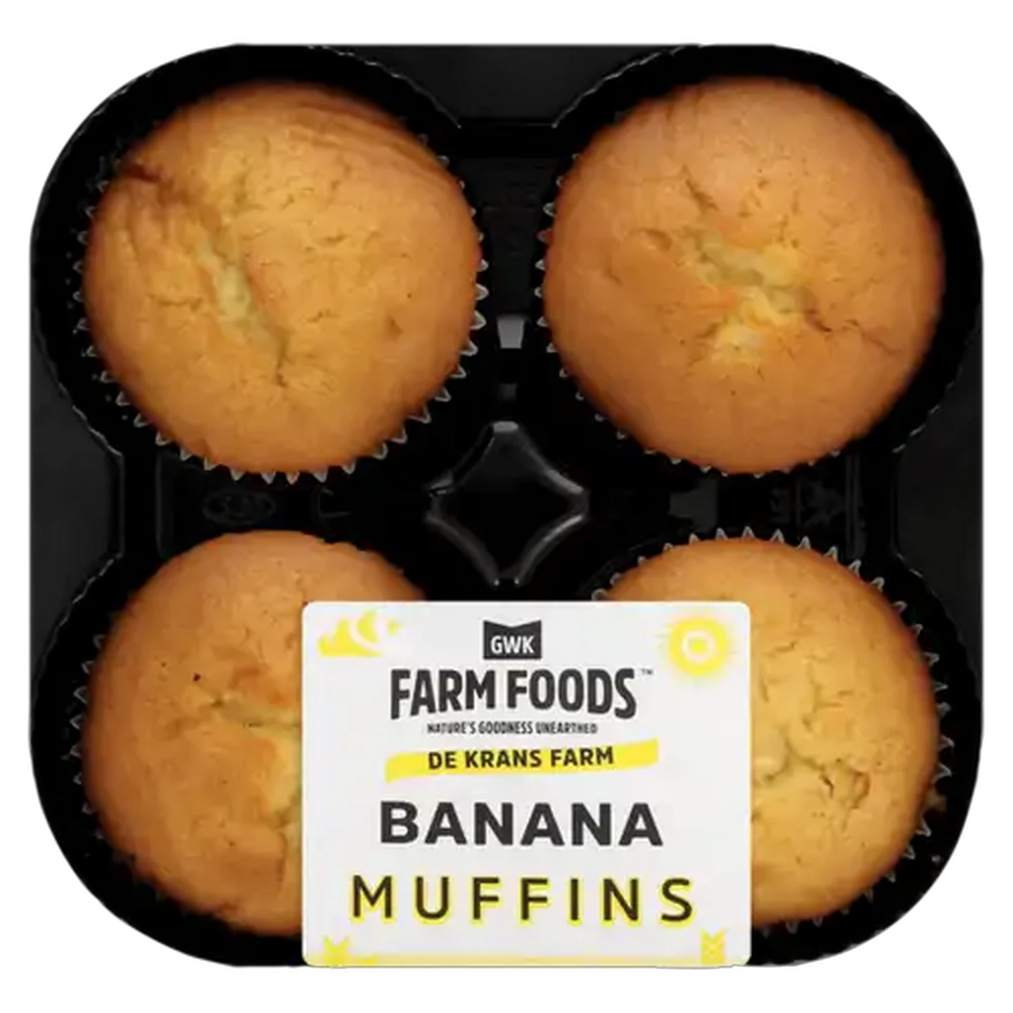 Image of GWK Farm Foods Banana Flavoured Muffins 4 Pack