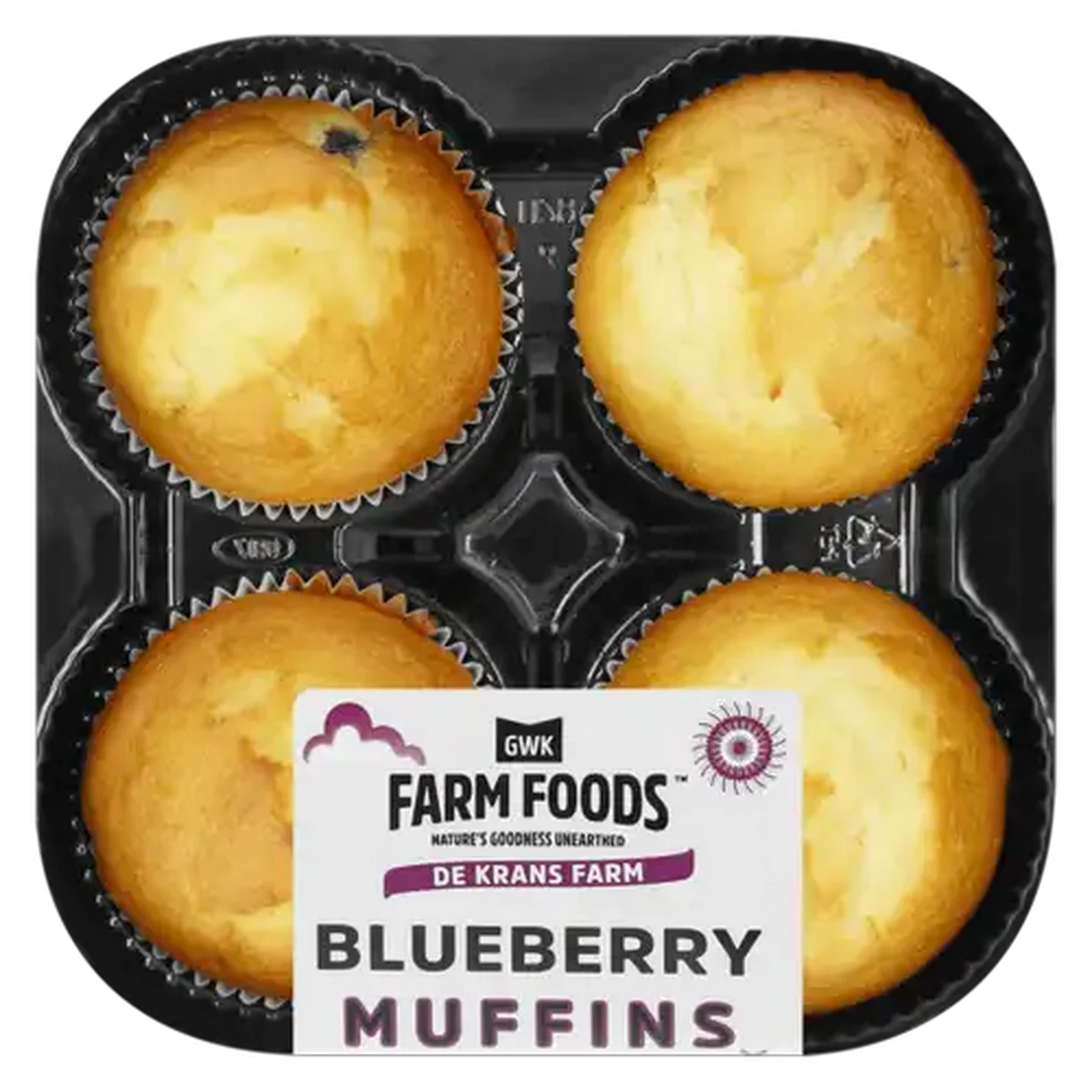 Image of GWK Farm Foods Blueberry Flavoured Muffins 4 Pack