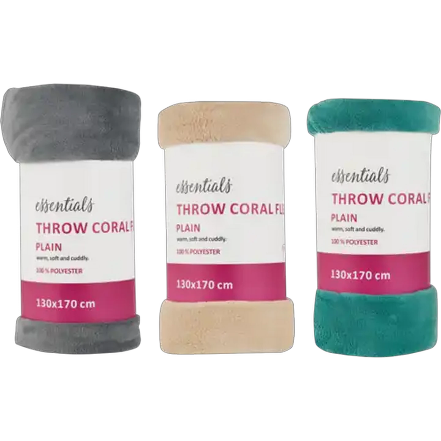 Image of Essentials Coral Fleece Throw Blanket 130 x 170cm (Colour May Vary)