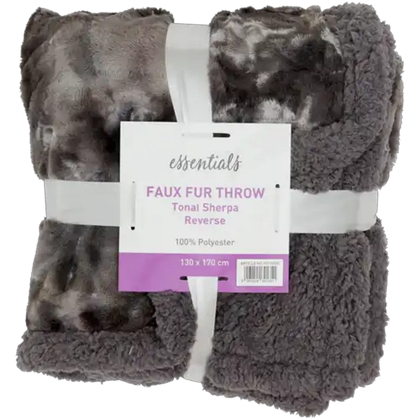 Image of Essentials Faux Fur Throw Tonal Sherpa Reverse 130 x 170cm