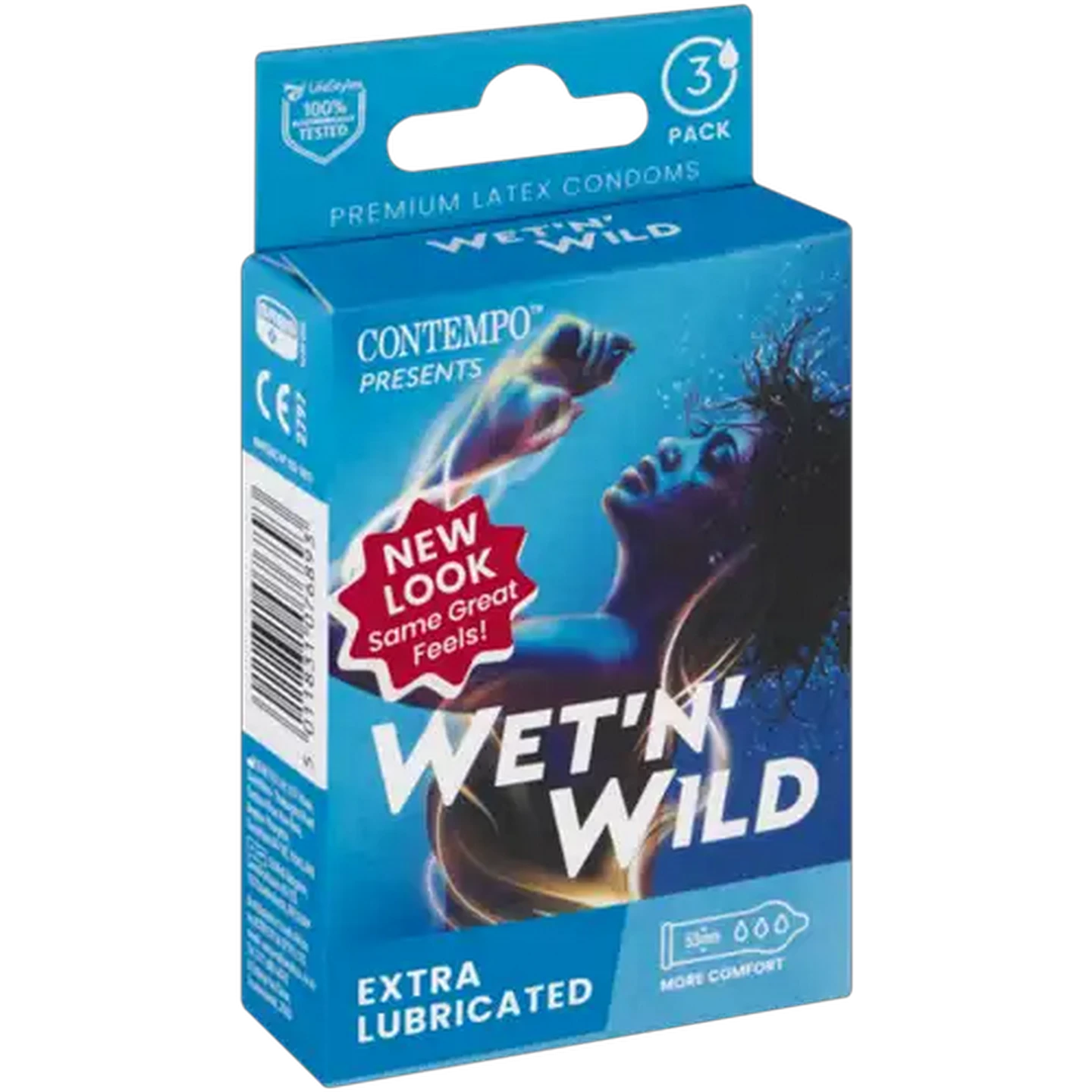 Image of Contempo Wet n Wild Extra Lubricated Premium Latex Condoms 3 Pack