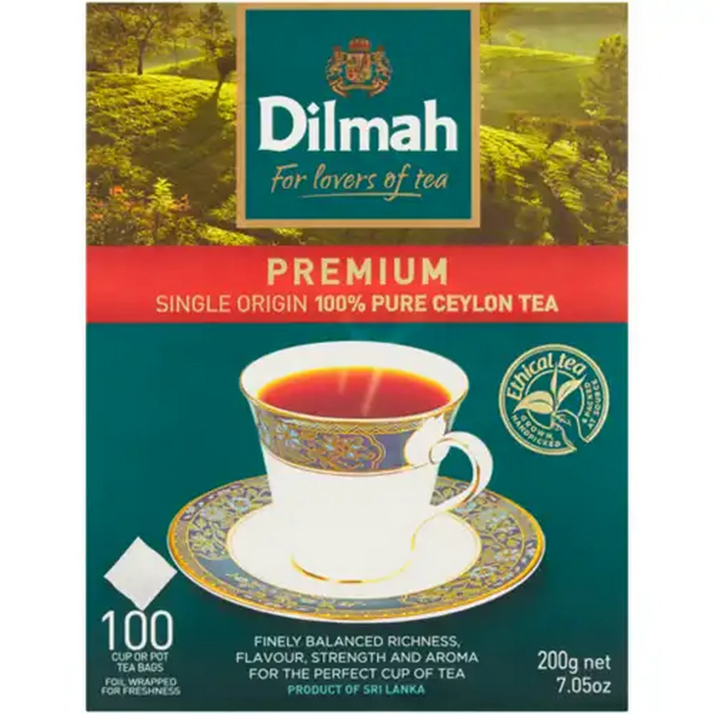 Image of Dilmah Premium Ceylon Tea Bags 100 Pack