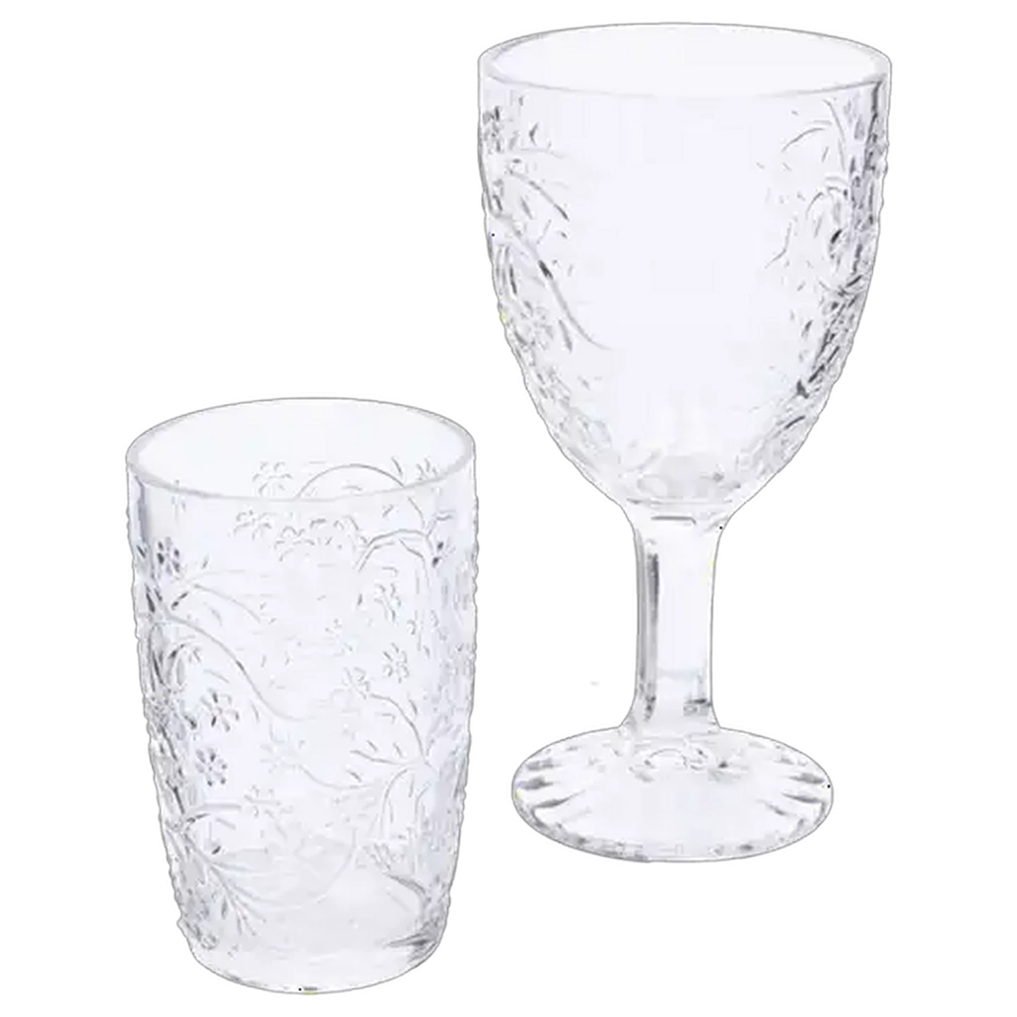 Image of Daisy Floral Textured Stemmed Glass 310ml