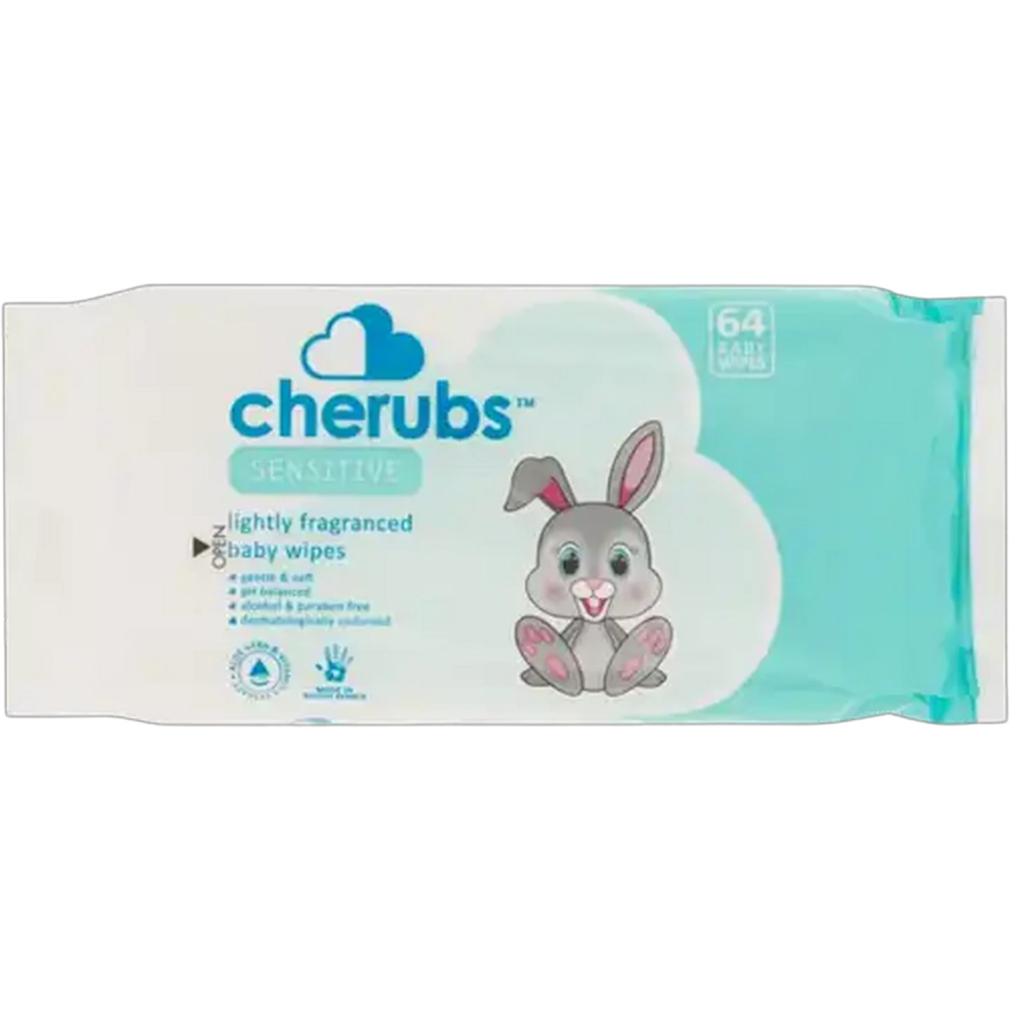 Image of Cherubs Sensitive Lightly Fragranced Baby Wipes 64 Pack