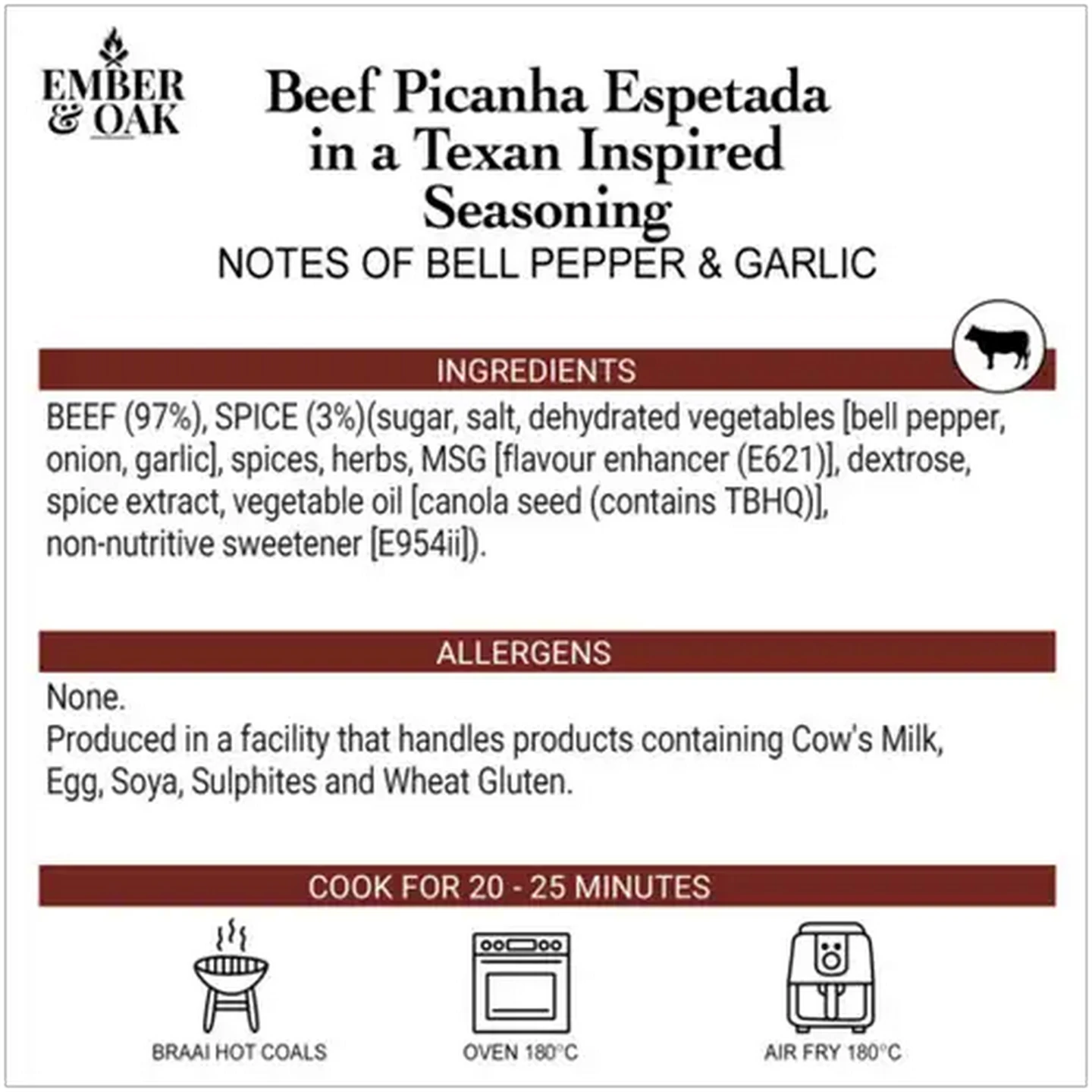 Image of EMBER & OAK Beef Picanha Espetada in a Texan Inspired Seasoning Per KG