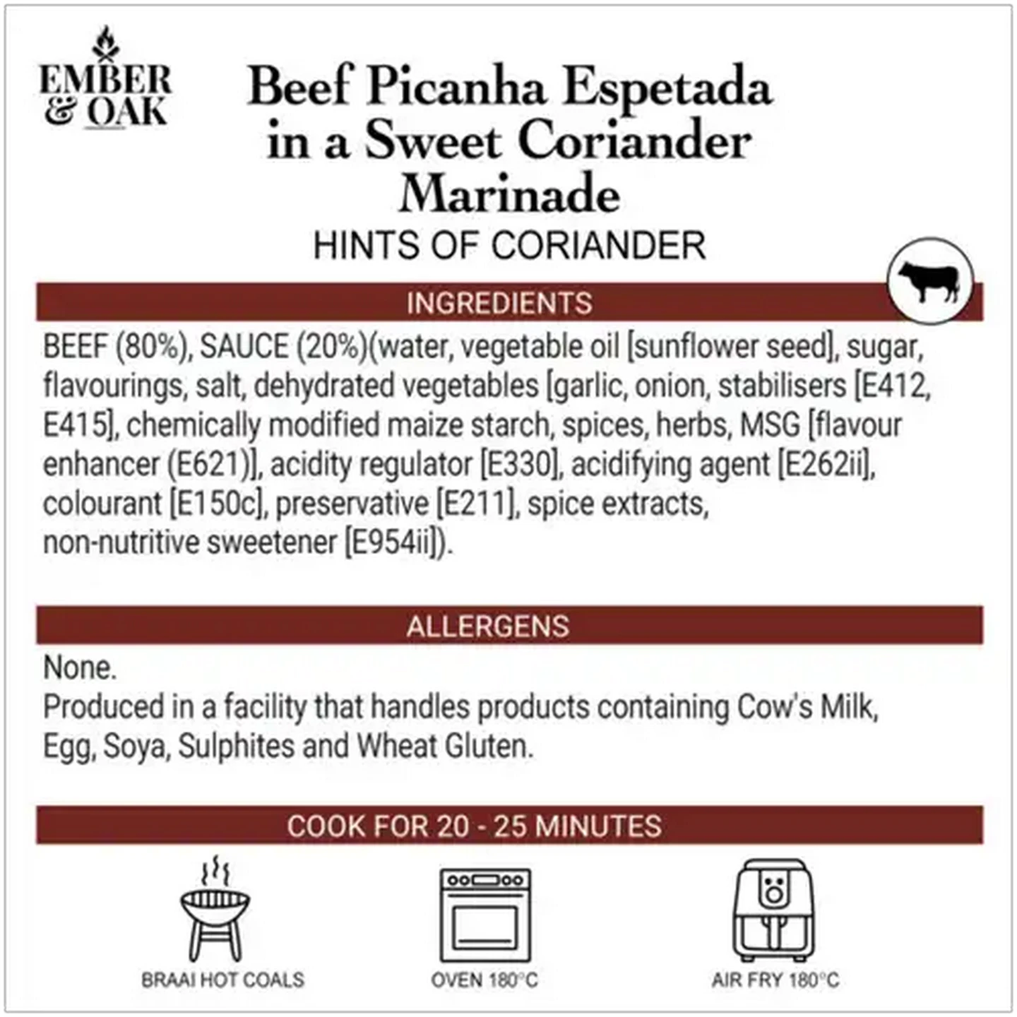 Image of EMBER & OAK Beef Picanha Espetada in a Sweet Coriander Marinade Per KG
