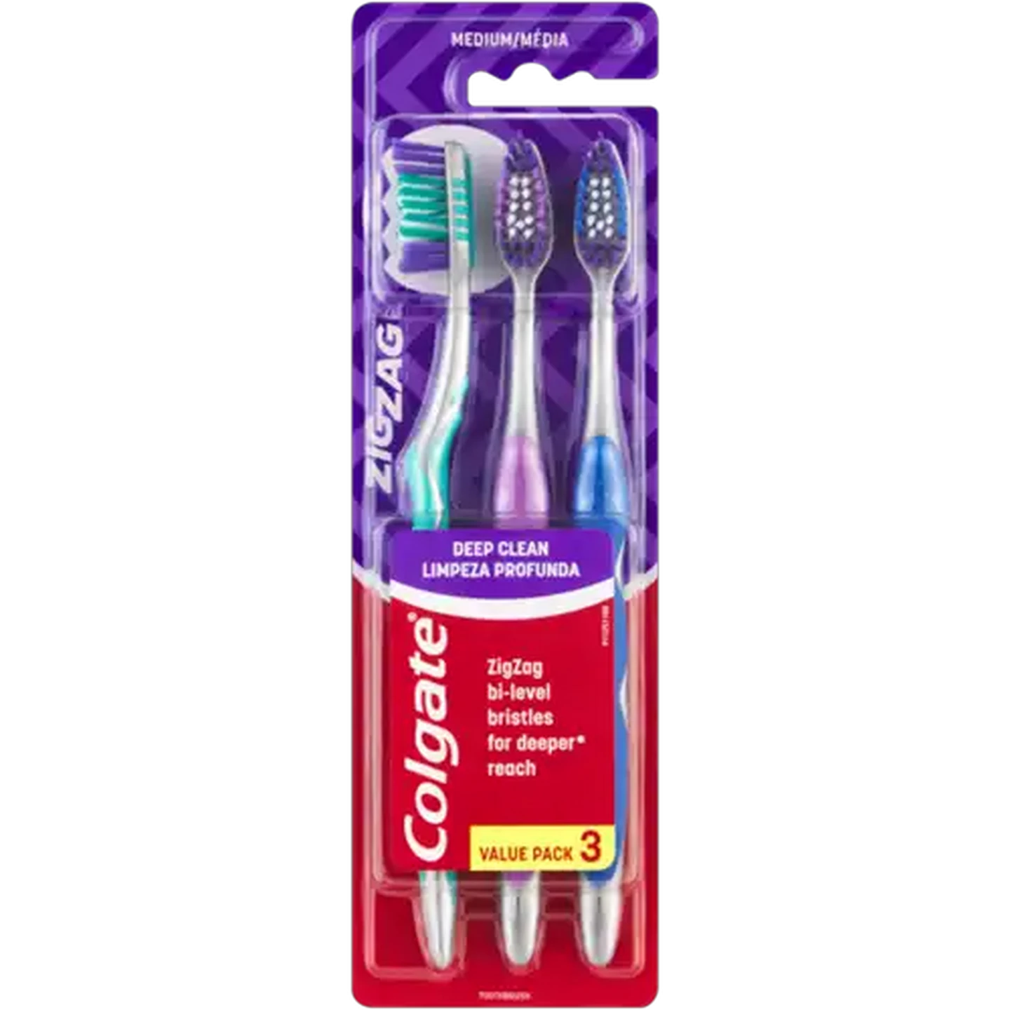 Image of Colgate Medium Zig Zag Toothbrushes 3-Pack
