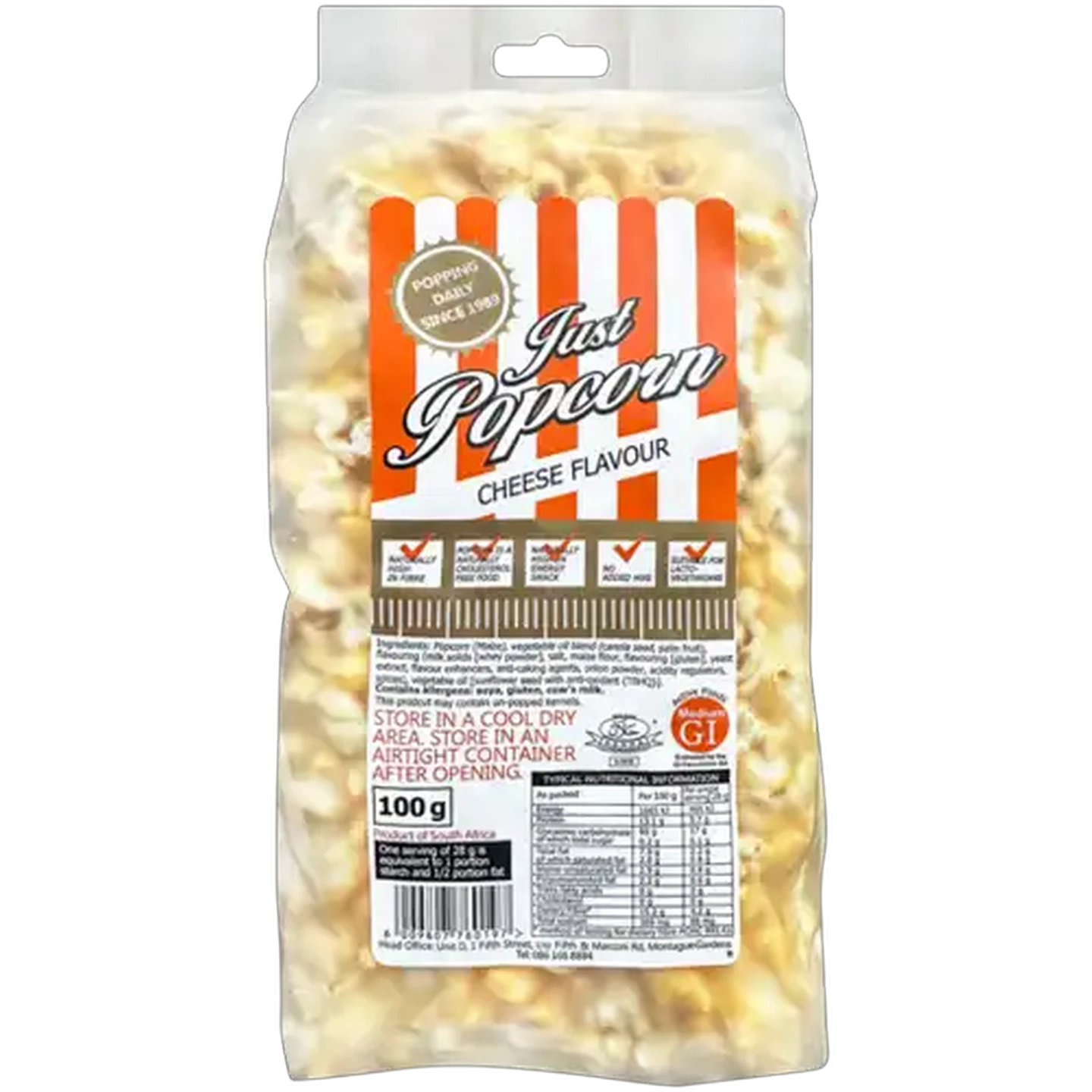 Image of Just Popcorn Cheese Flavour Popcorn 100g