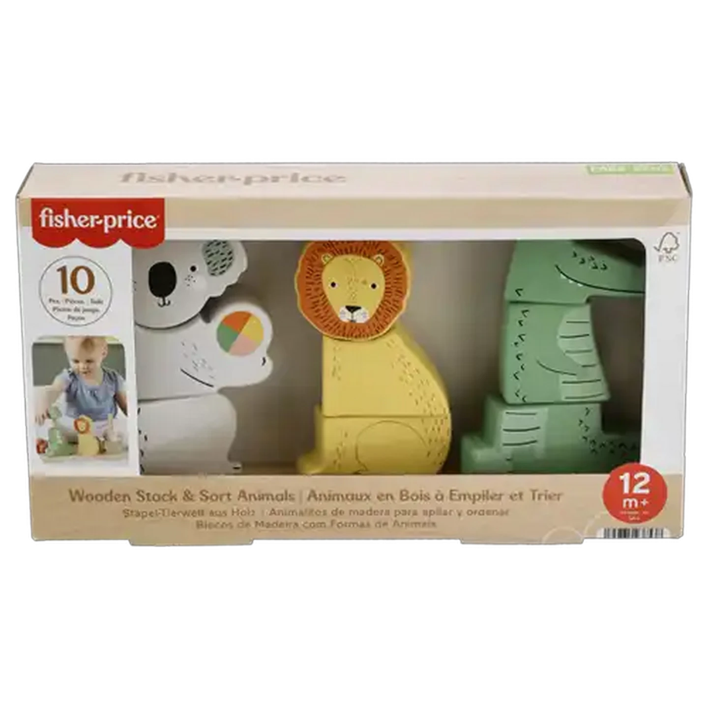 Image of Fisher-Price Wooden Stack & Sort Animals 10-Pieces