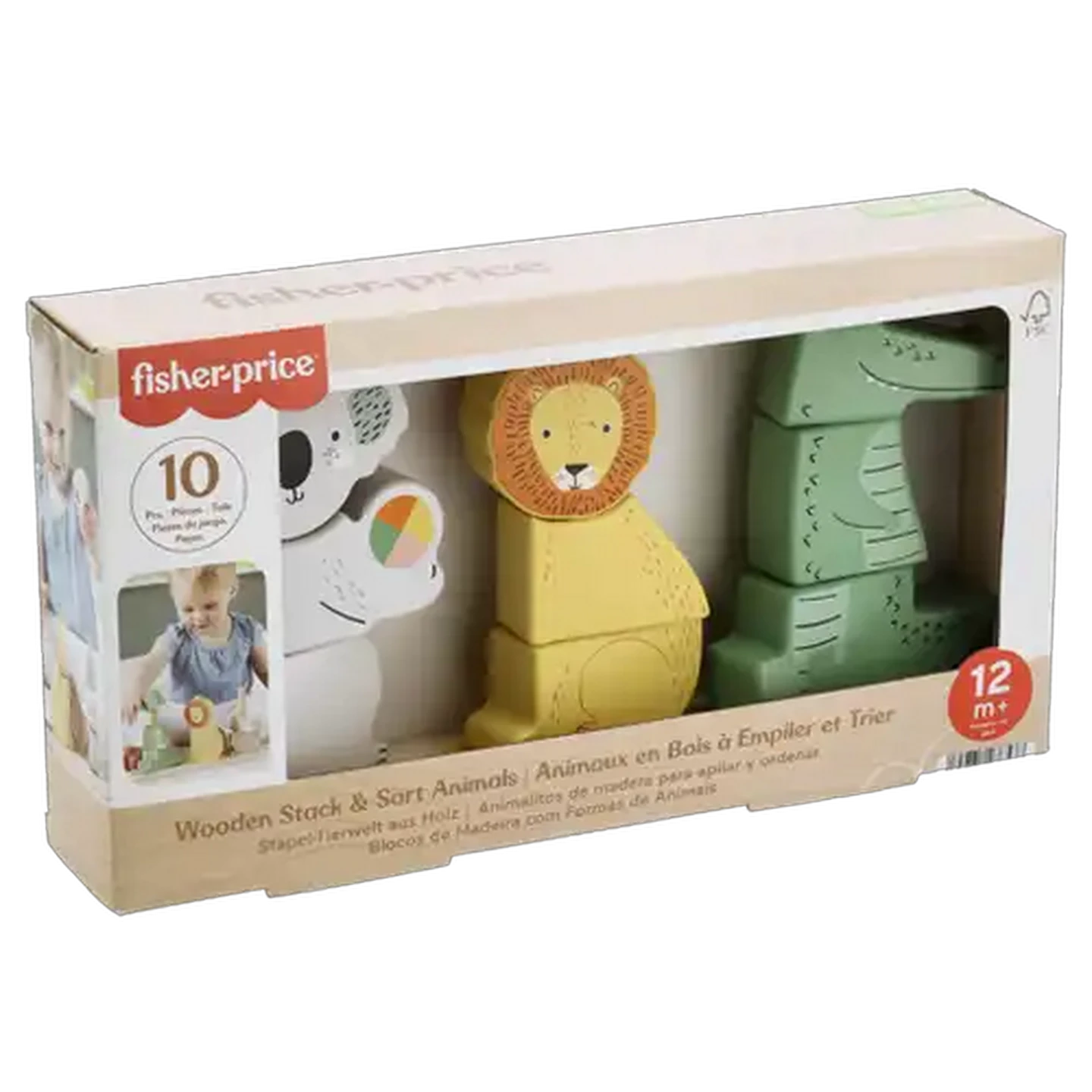 Image of Fisher-Price Wooden Stack & Sort Animals 10-Pieces