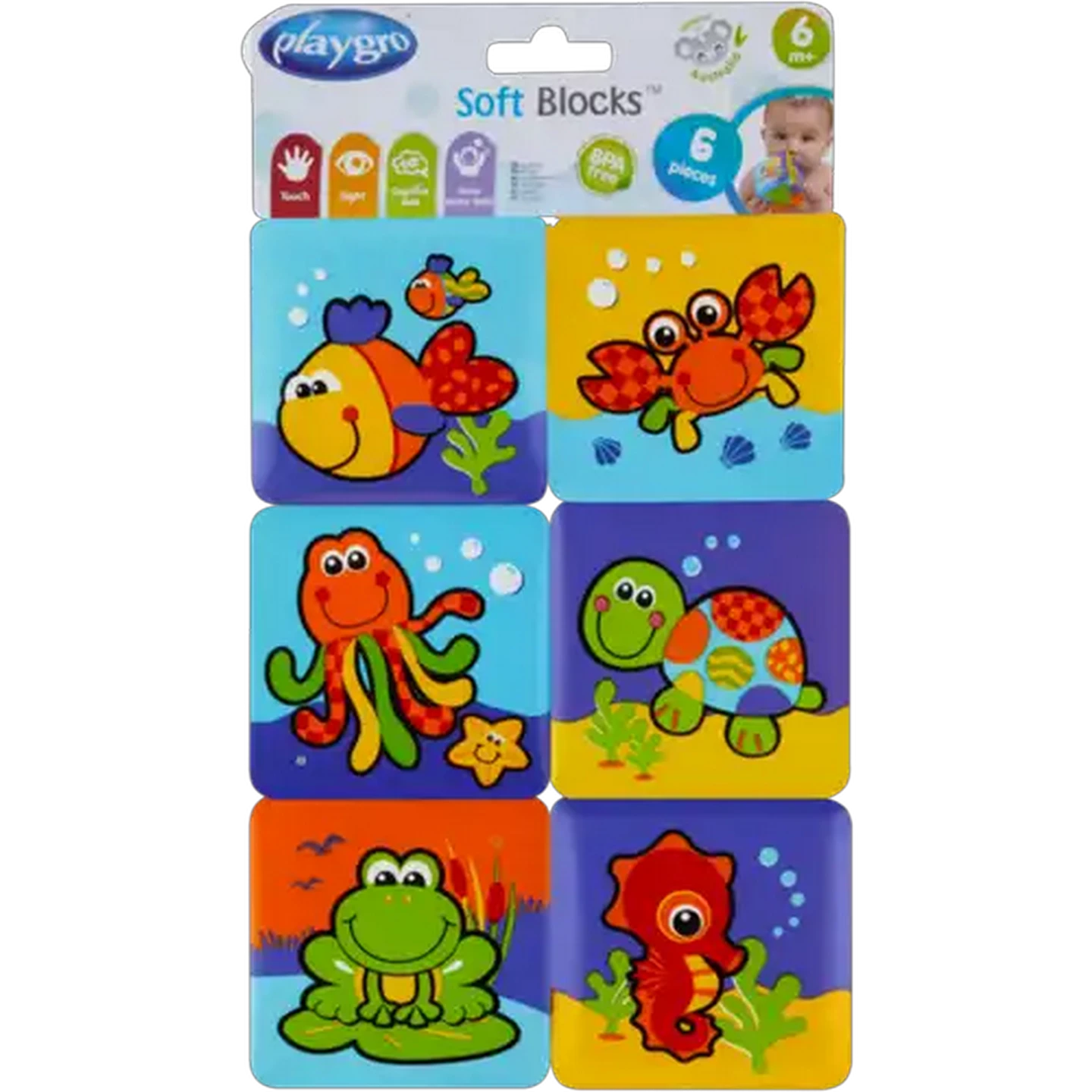 Image of Playgro Soft Bath Blocks 6-Pack (Colour May Vary)