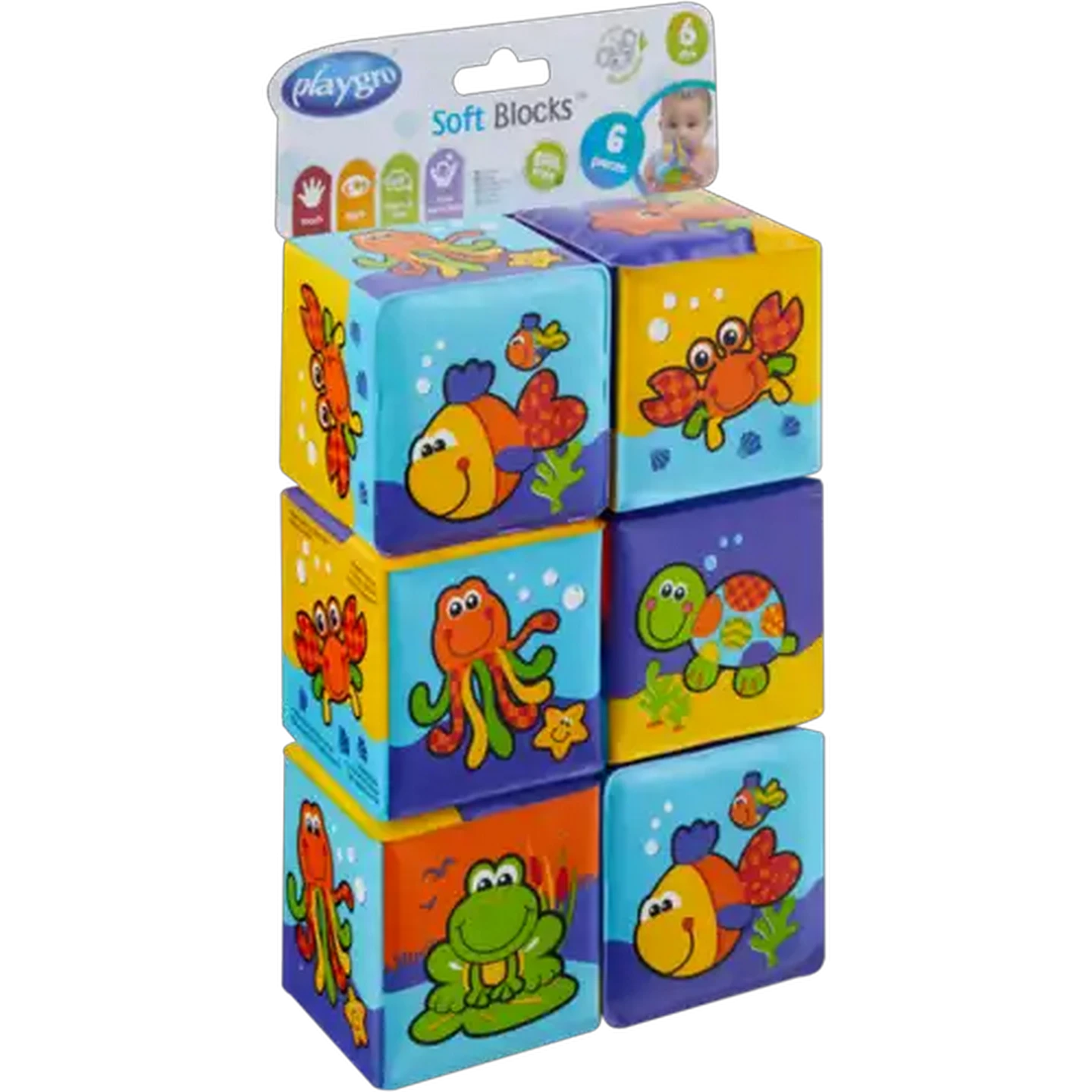 Image of Playgro Soft Bath Blocks 6-Pack (Colour May Vary)