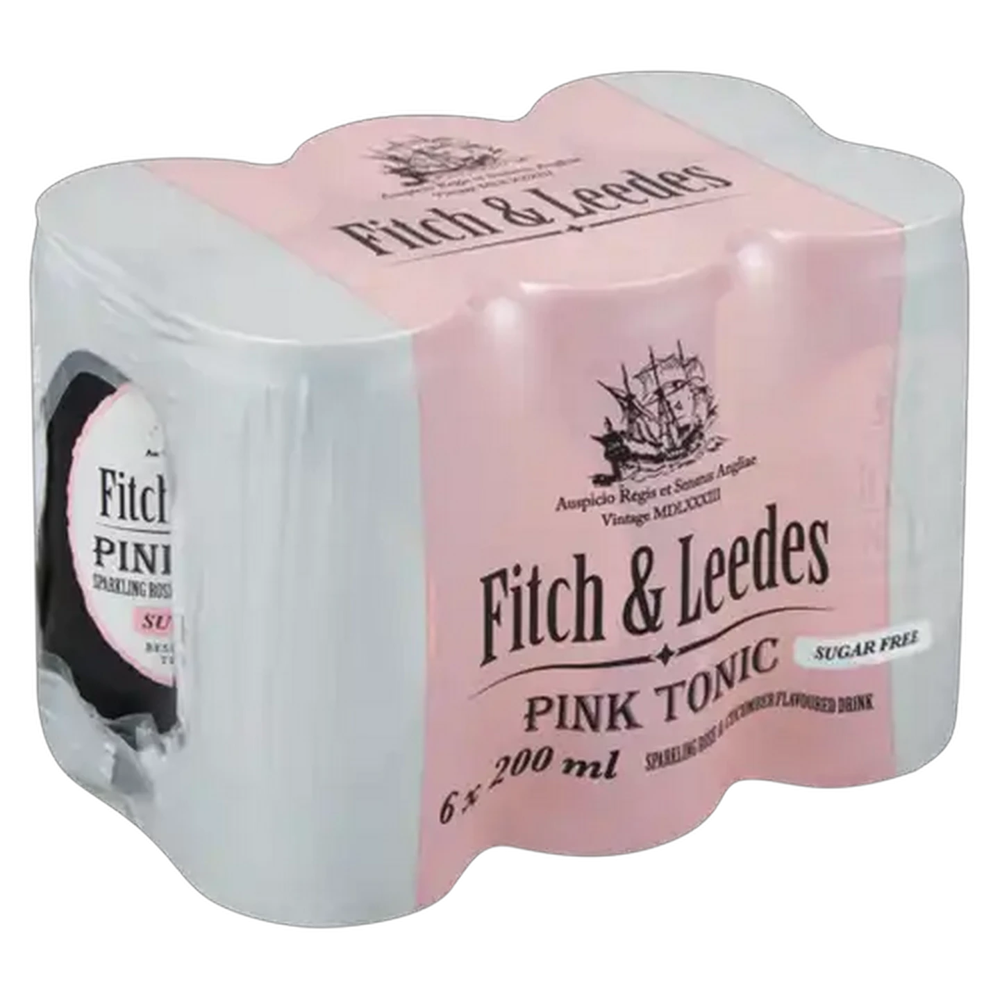 Image of Fitch & Leedes Sugar Free Pink Tonic Rose & Cucumber Flavoured Sparkling Drink Cans 6 x 200ml