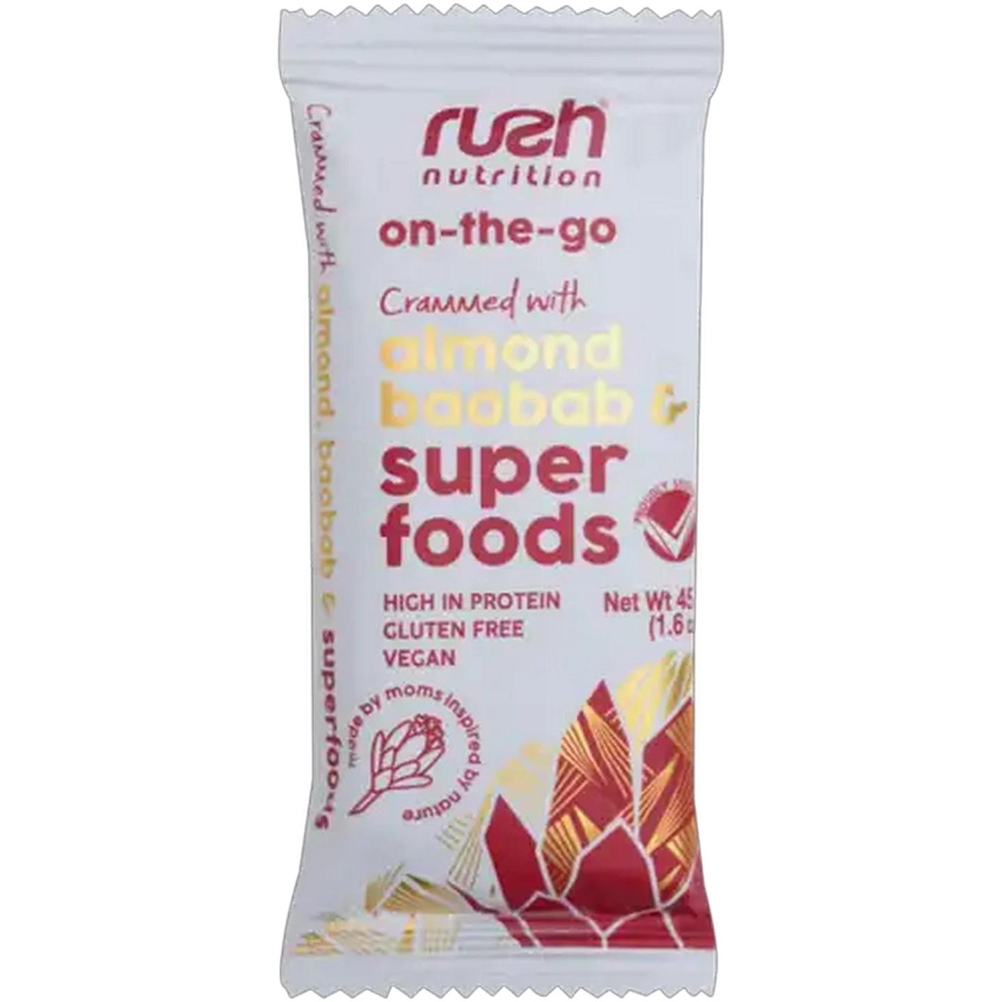 Image of Rush Nutrition On-The-Go Almond, Baobab & Super Foods Bar 45g