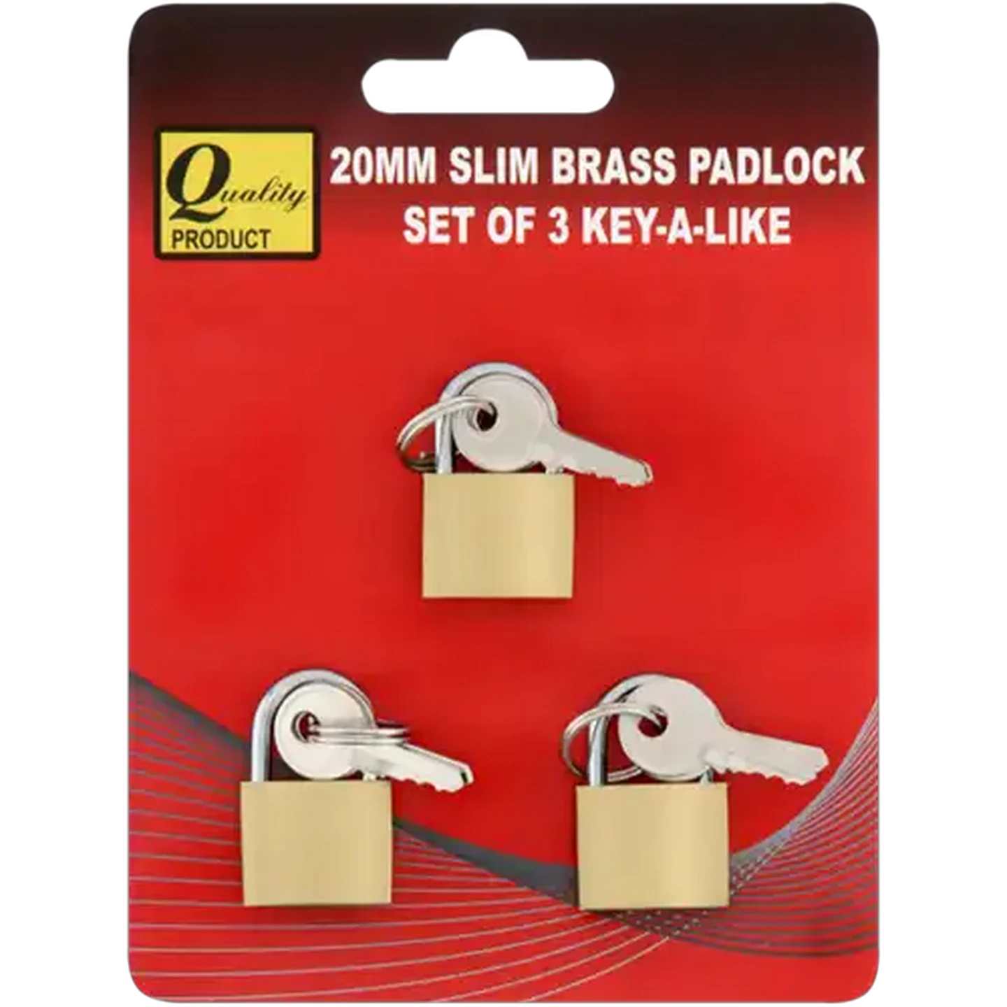 Image of Quality Slim Brass Padlock Set 3-Pack