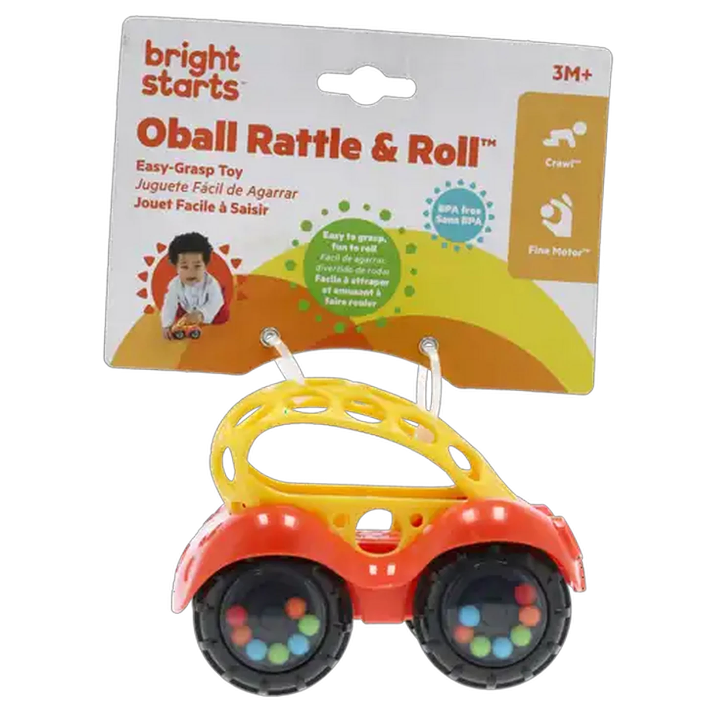 Image of Bright Starts Red & Yellow Oball Rattle Buggie 3 Months+