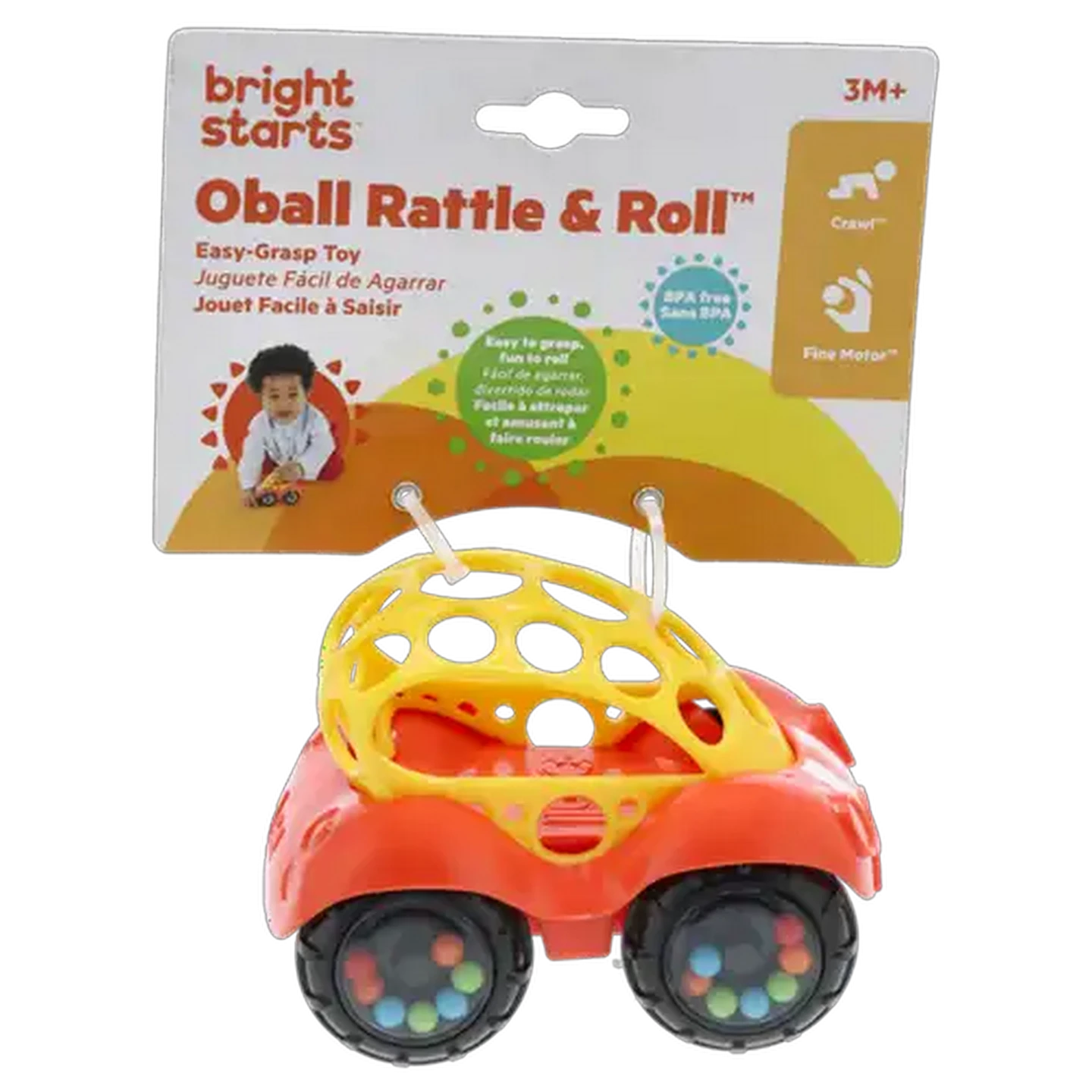 Image of Bright Starts Red & Yellow Oball Rattle Buggie 3 Months+
