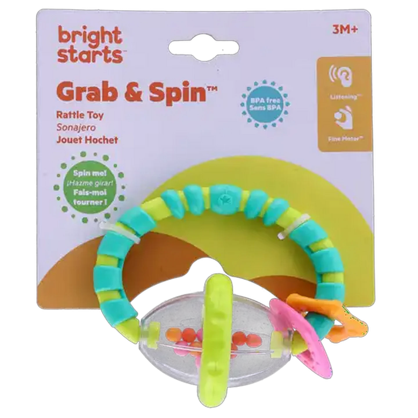Image of Bright Starts Grab & Spin Rattle 3 Months+
