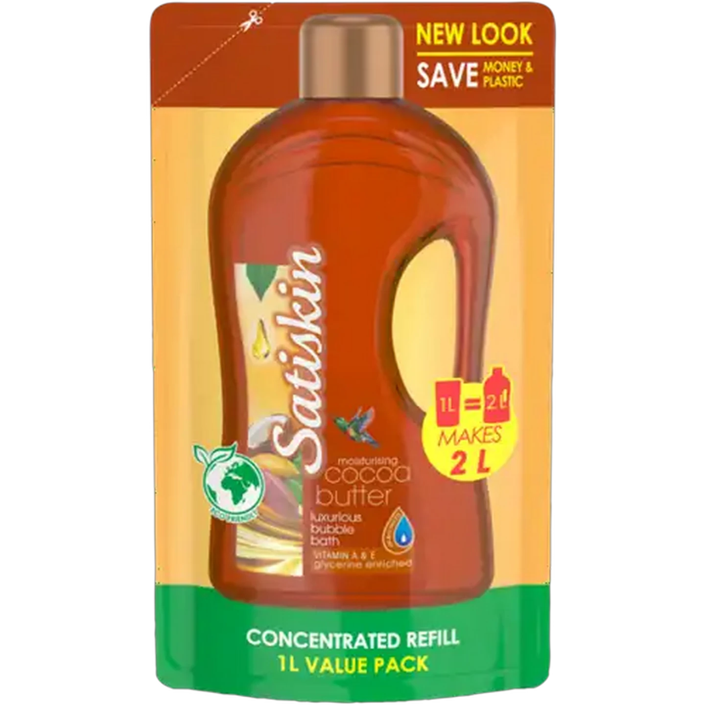 Image of Satiskin Moisturising Cocoa Butter Concentrated Bubble Bath Refill 1L