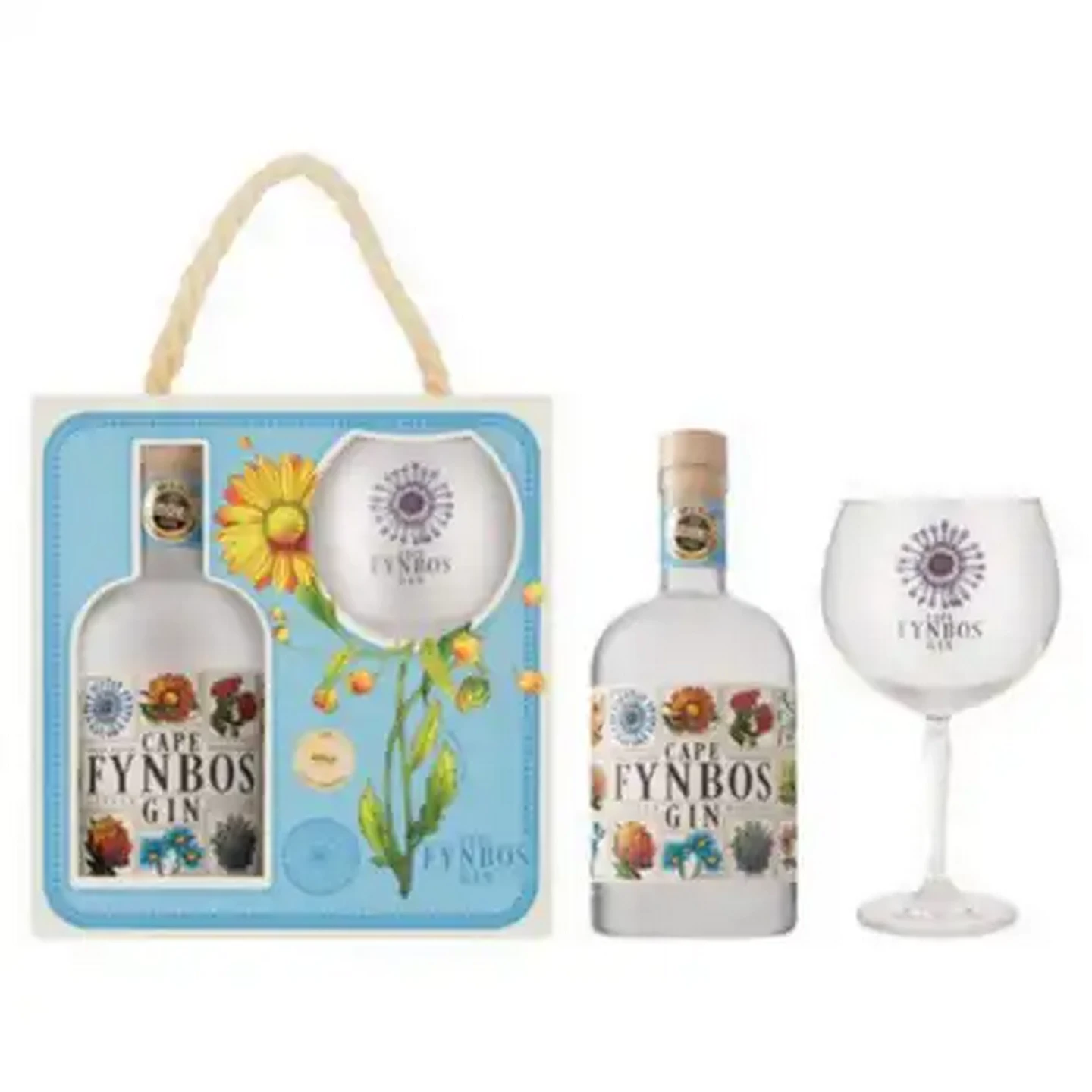 Image of Cape Fynbos Gin Citrus Flavoured Gin Bottle 500ml With Glass Gift Pack