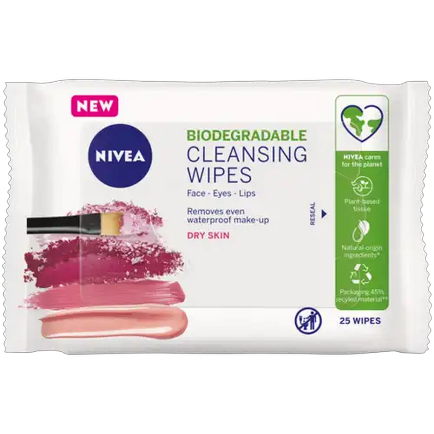 Image of NIVEA Biodegradable Sensitive Skin Cleansing Face Wipes 25 Pack