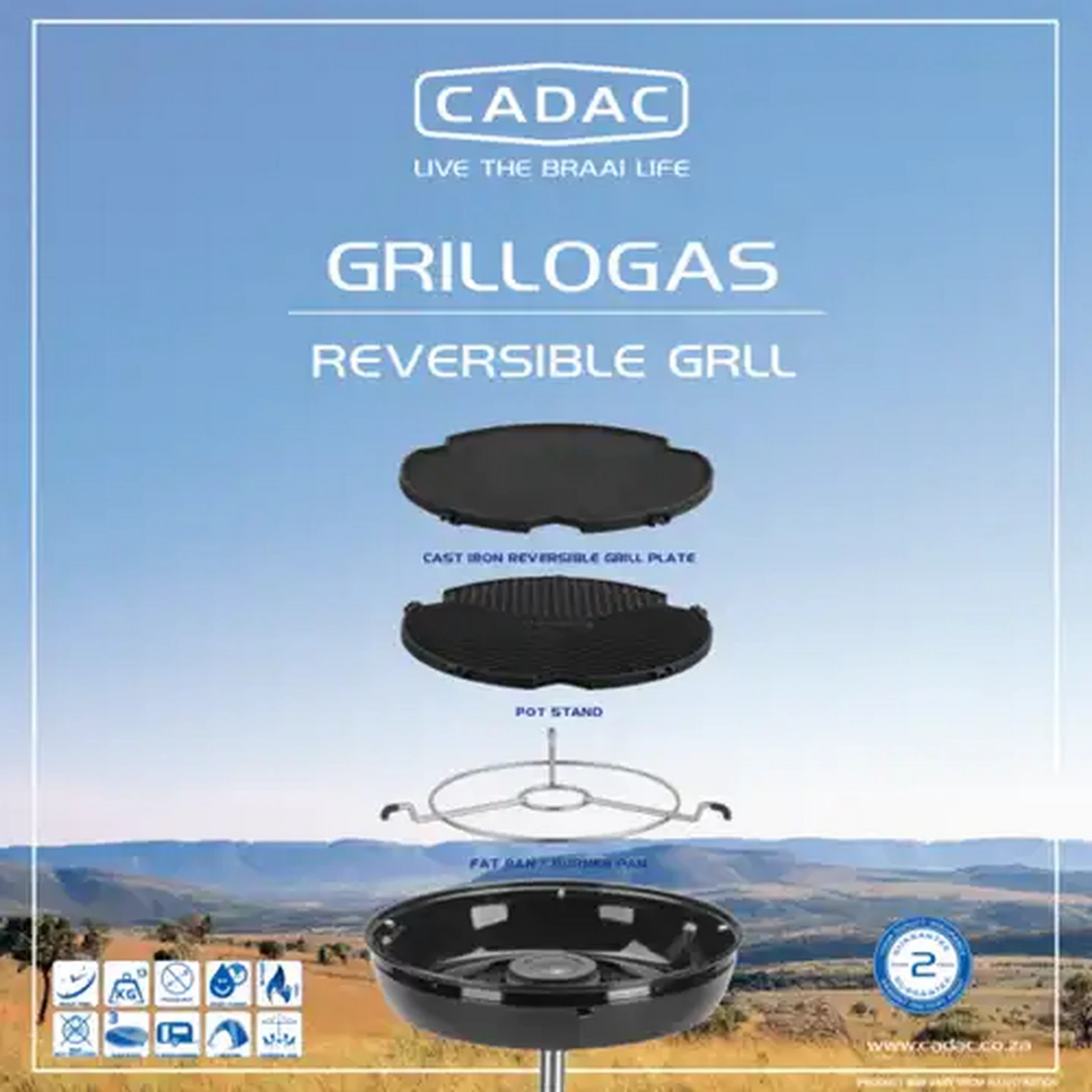 Image of Cadac GrilloGas Reversible Grill 37cm