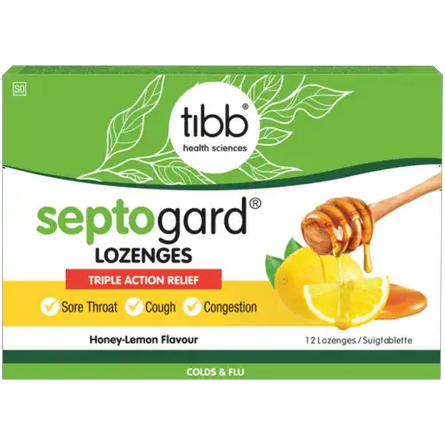 Image of Tibb Septogard Honey-Lemon Flavour Lozenges 12-Pack