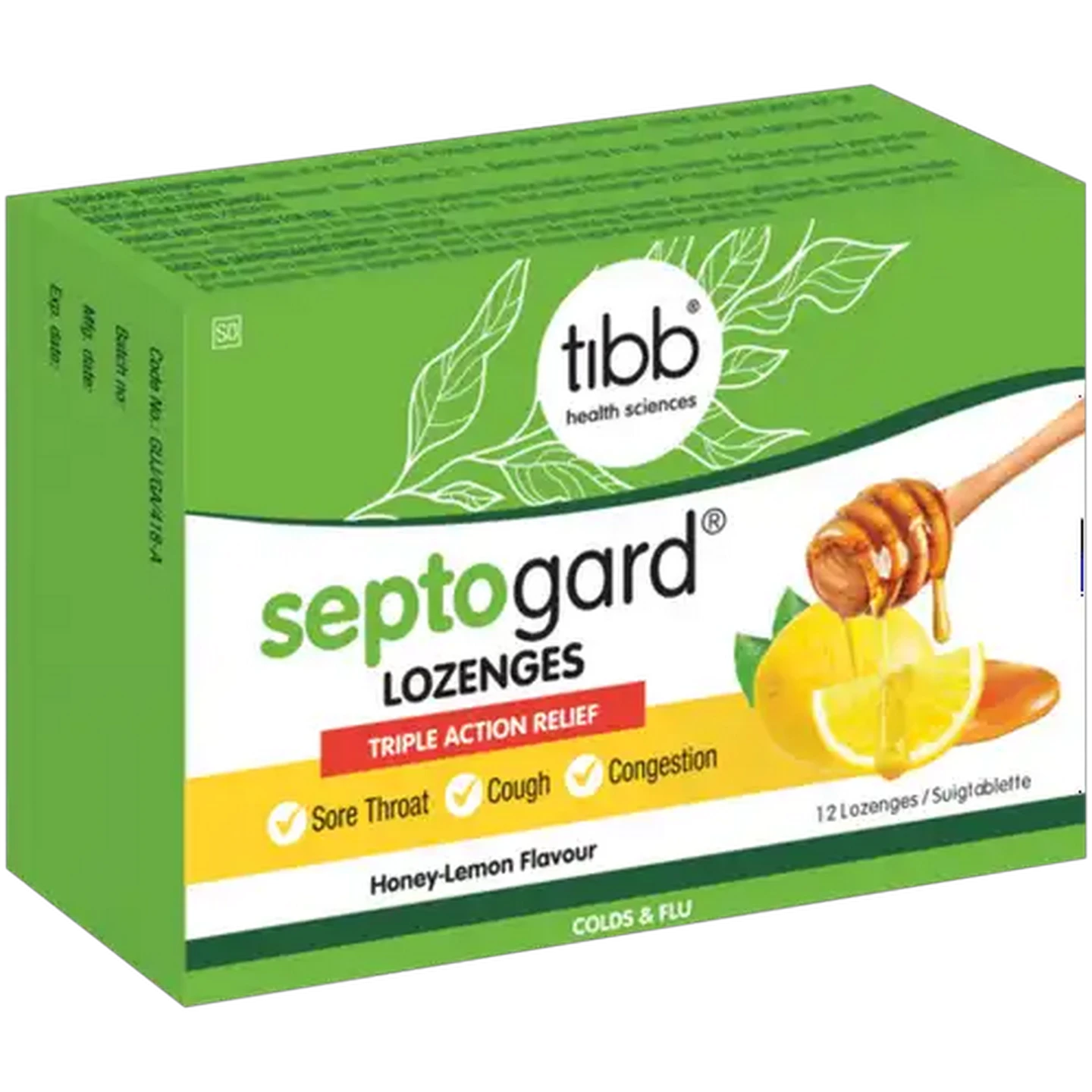 Image of Tibb Septogard Honey-Lemon Flavour Lozenges 12-Pack