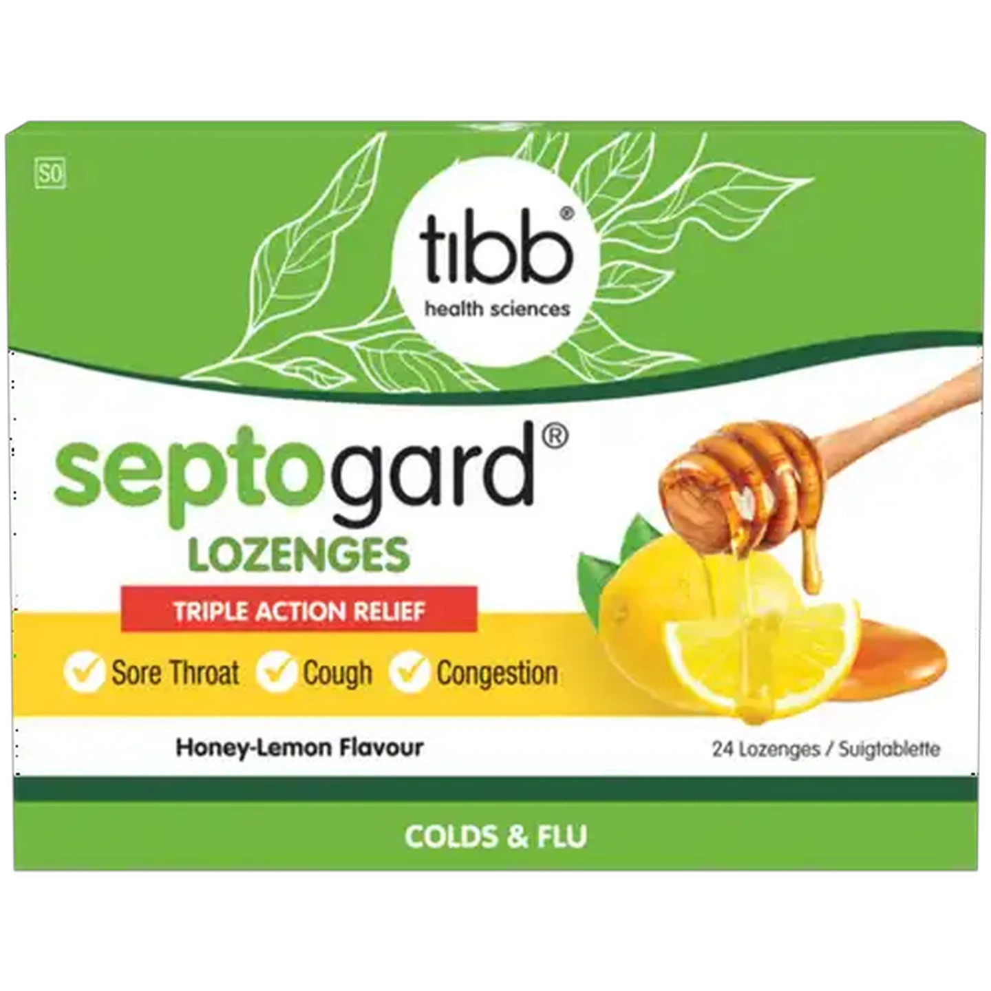 Image of Tibb Septogard Honey-Lemon Flavour Lozenges 24-Pack