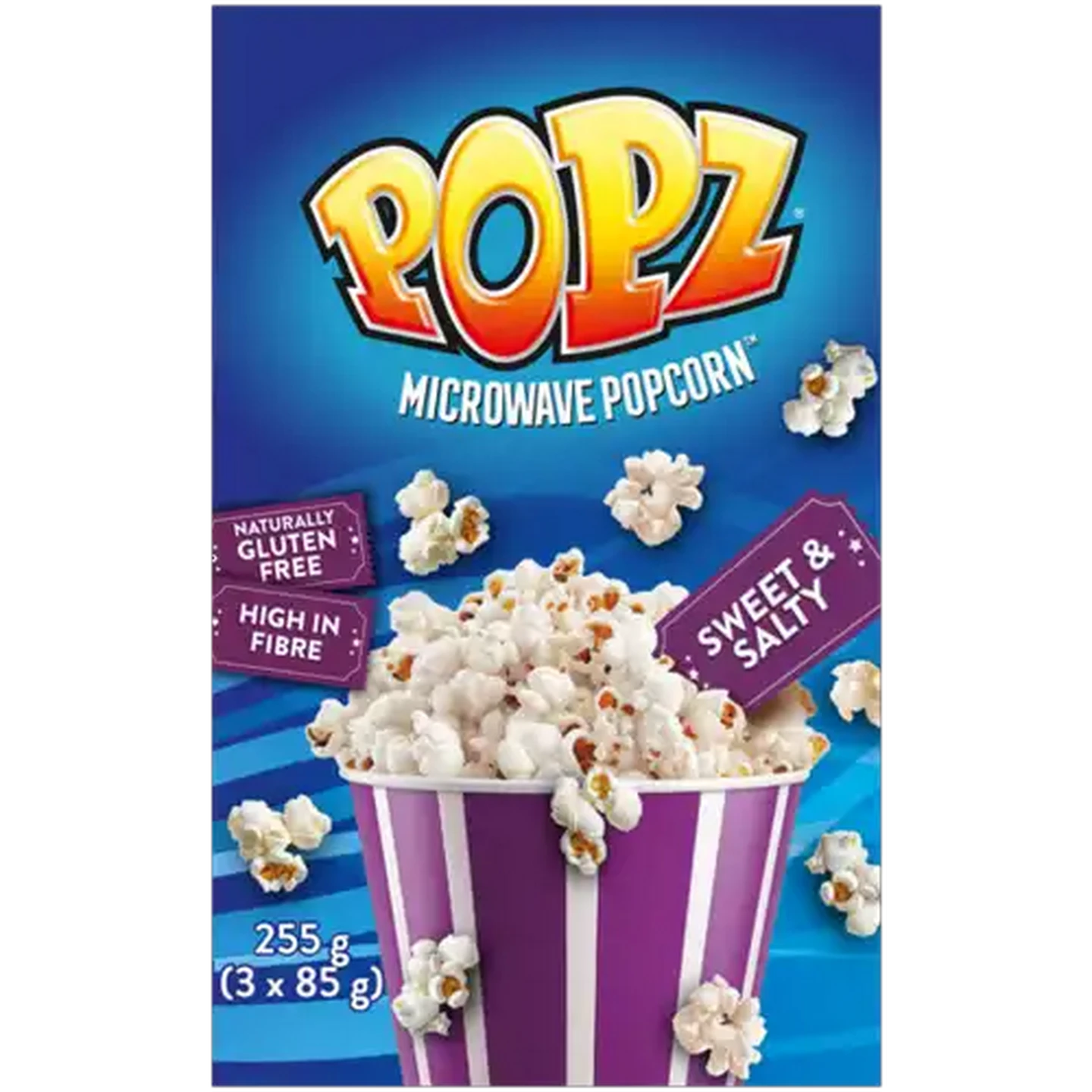 Image of Popz Gluten Free Sweet & Salty Microwave Popcorn 3 x 85g