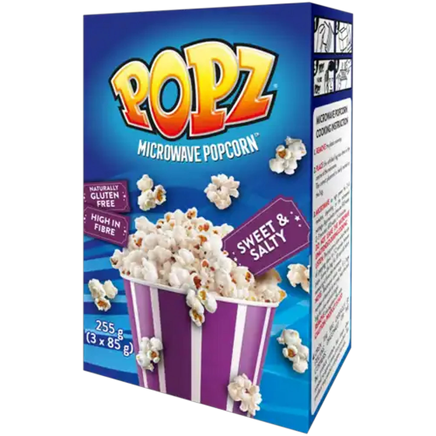 Image of Popz Gluten Free Sweet & Salty Microwave Popcorn 3 x 85g