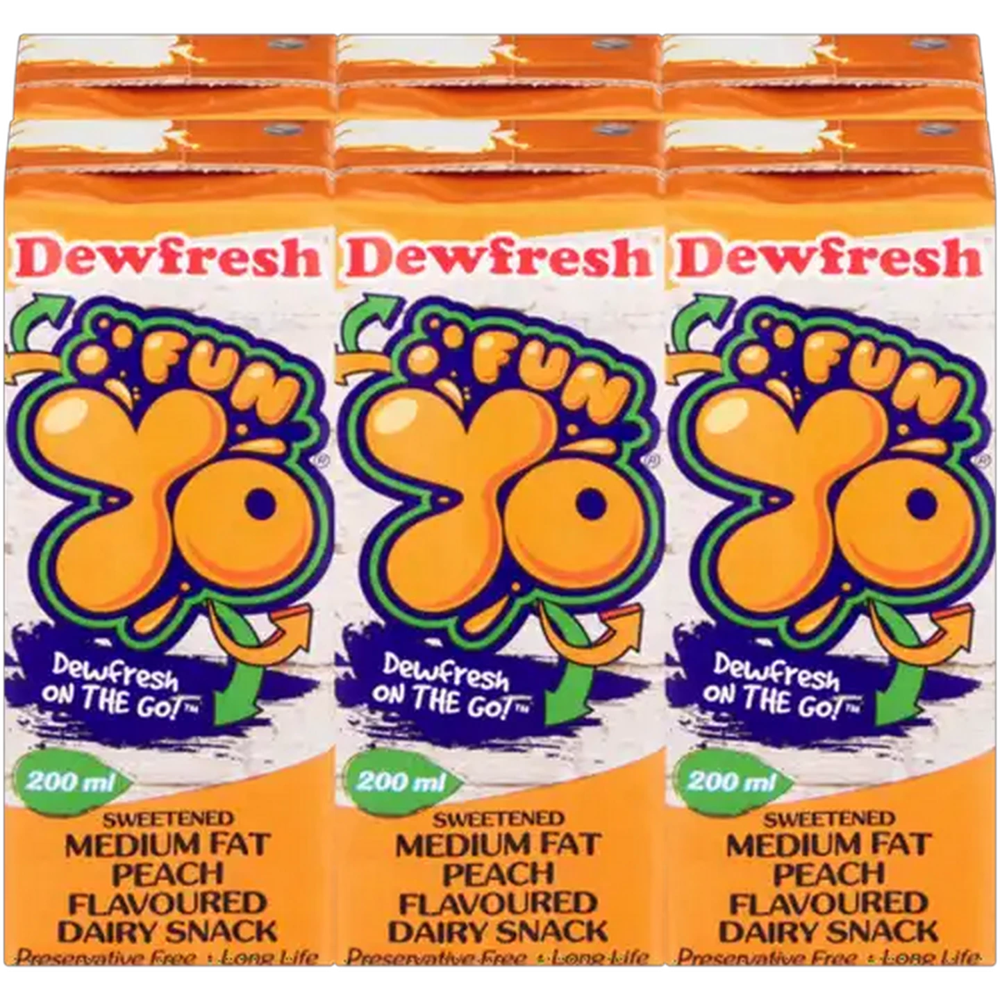 Image of Dewfresh FunYo Peach Flavoured Low Fat Dairy Snack 6 x 200ml