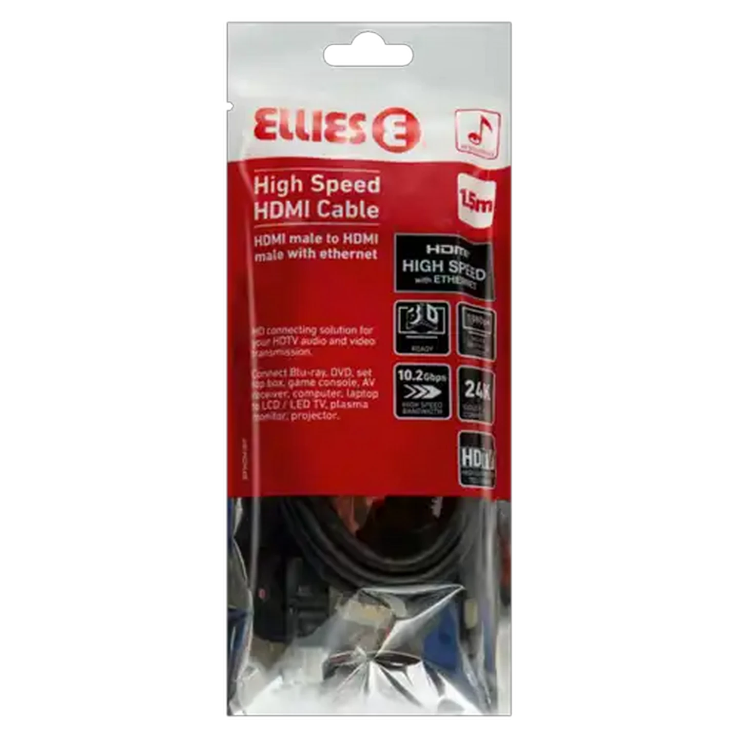Image of ELLIES BPHDMIBP High Speed HDMI Cable 1.5m