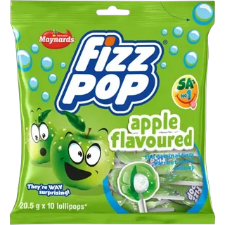 Maynards Fizz pop Apple Flavoured Lollipops 10 x 20.5g