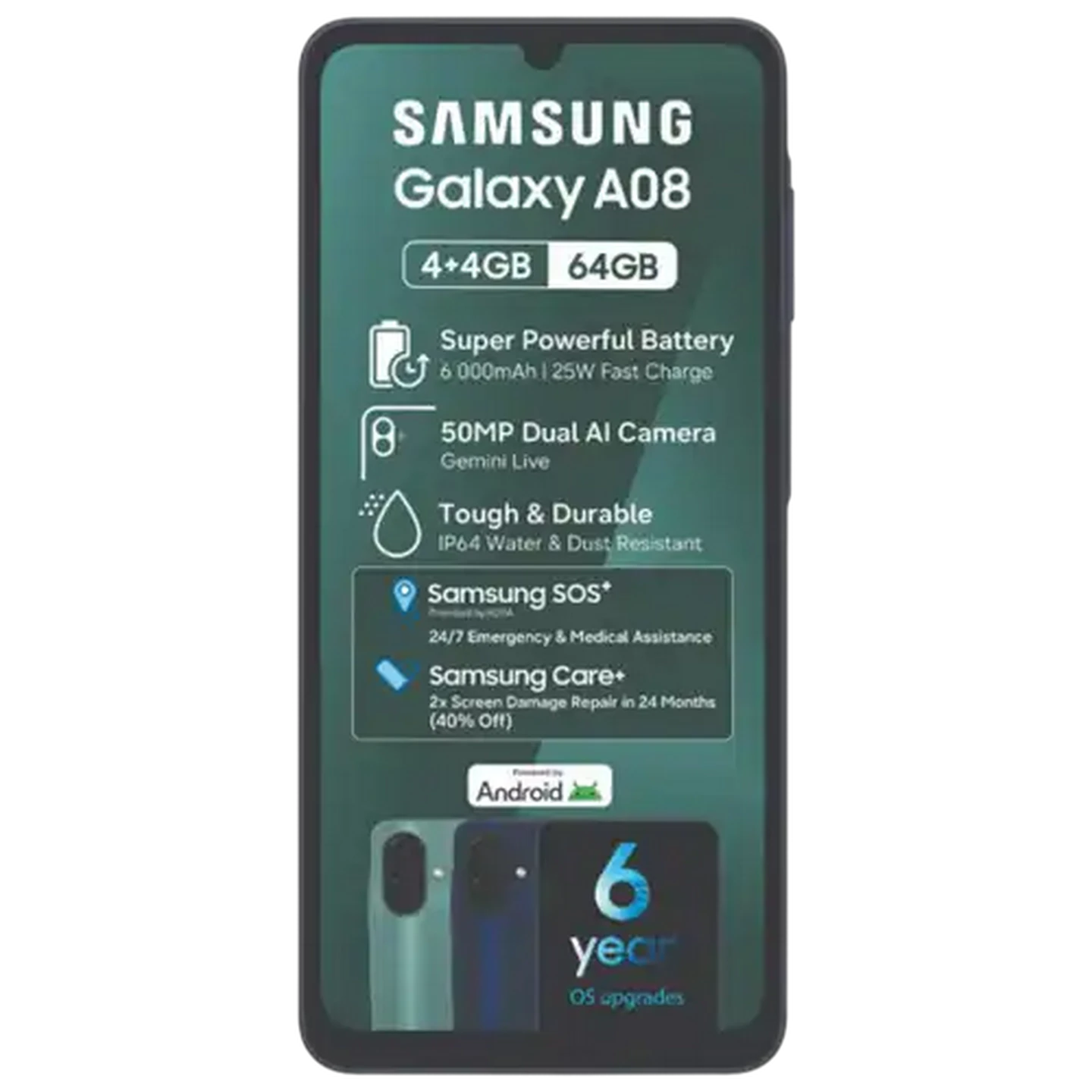 Image of Samsung A08 Dark Blue Smartphone 128GB