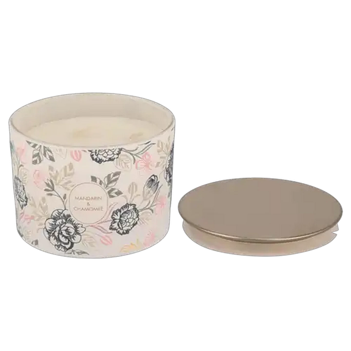 Image of Mandarin & Chamomile Beige Scented Candle with Tin Lid 340g