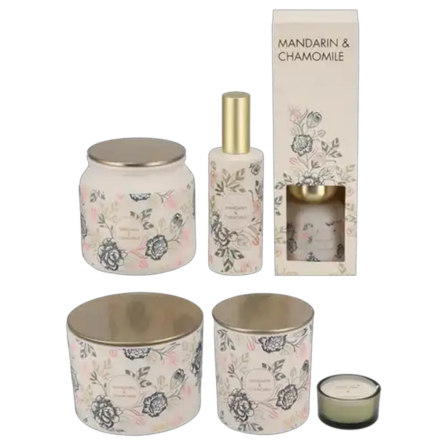 Image of Mandarin & Chamomile Beige Scented Candle with Tin Lid 340g