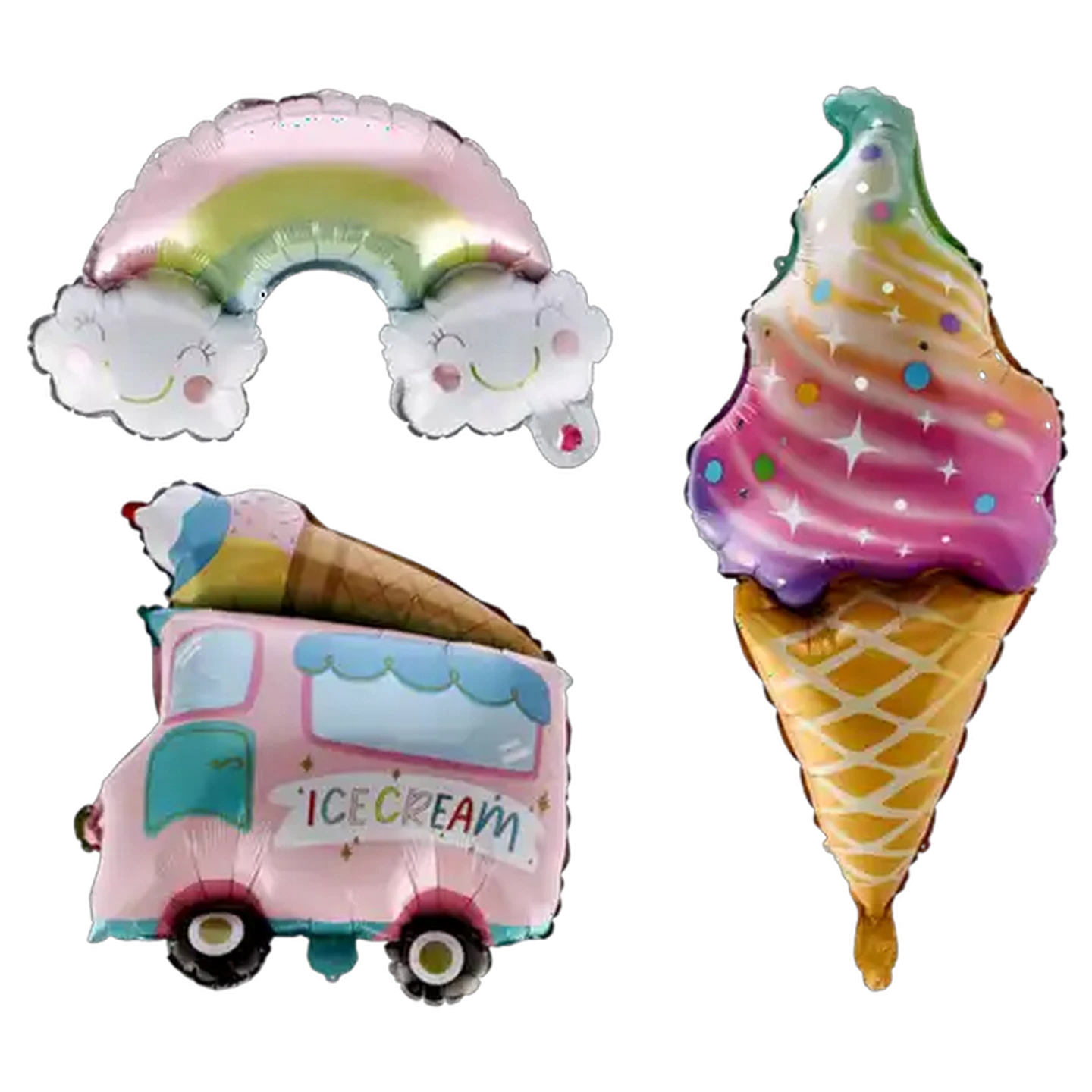 Image of Ice Cream Happy Birthday Latex Balloons 77-Pack