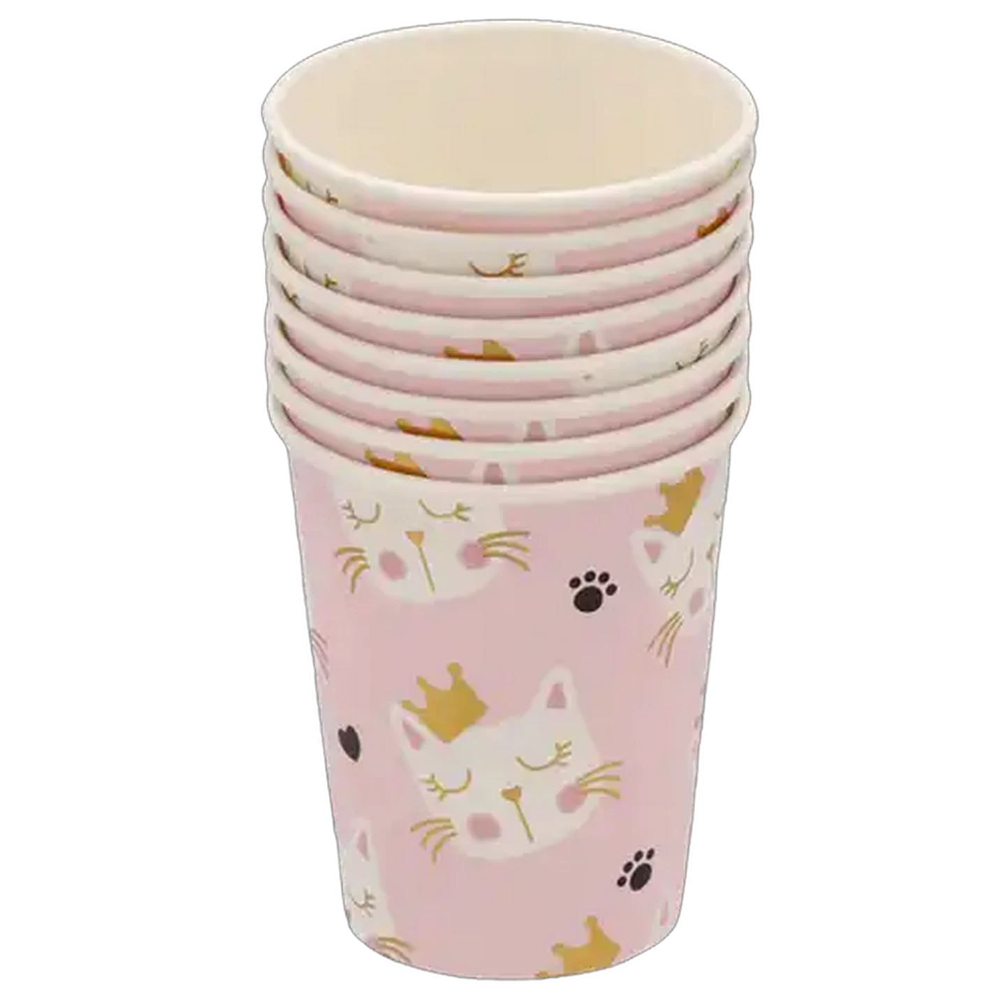 Image of Occasions Foil Fun Kitty Crown Paper Party Cups 8-Pack