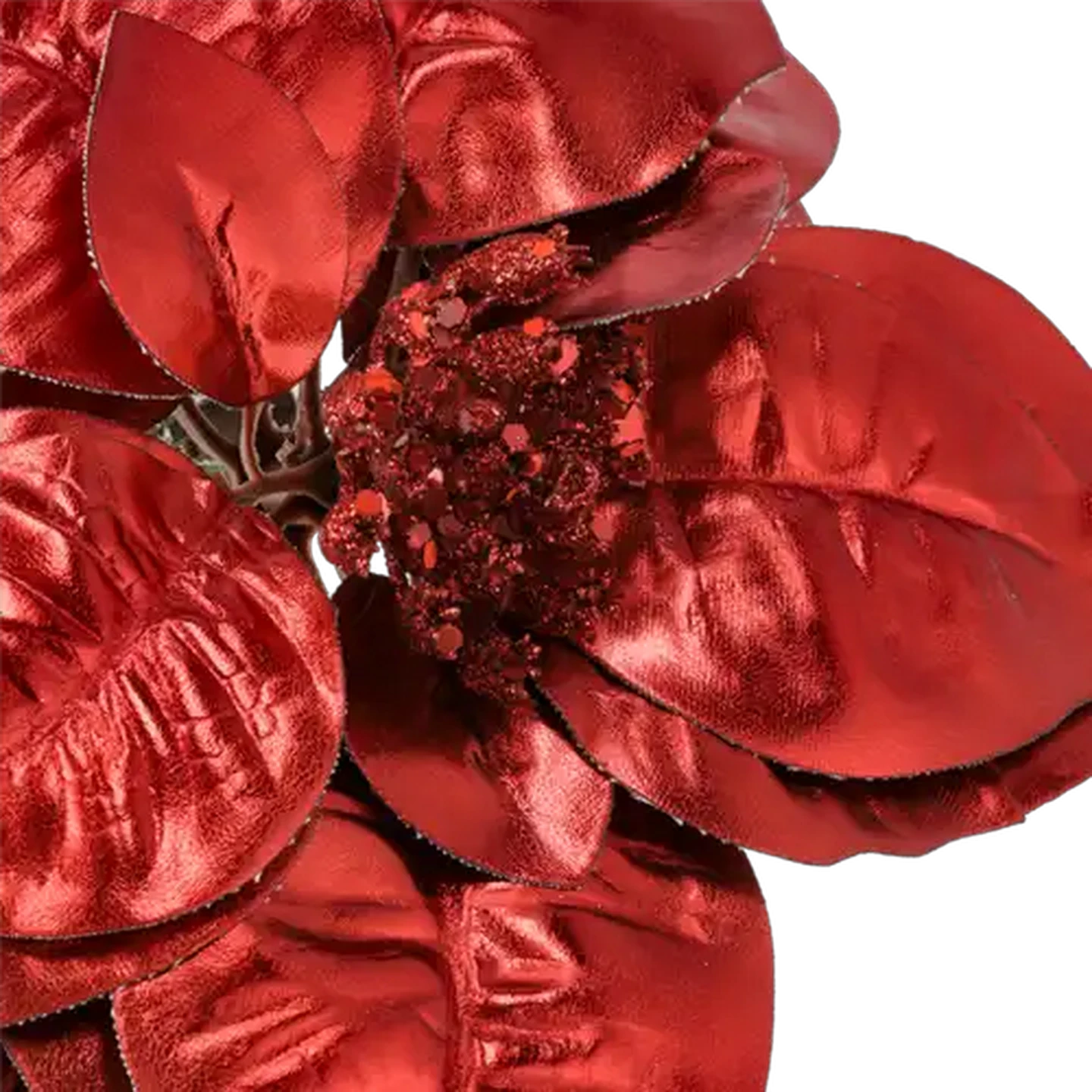 Image of Santa's Choice Red Metallic Poinsettia Christmas Tree Decoration 20cm