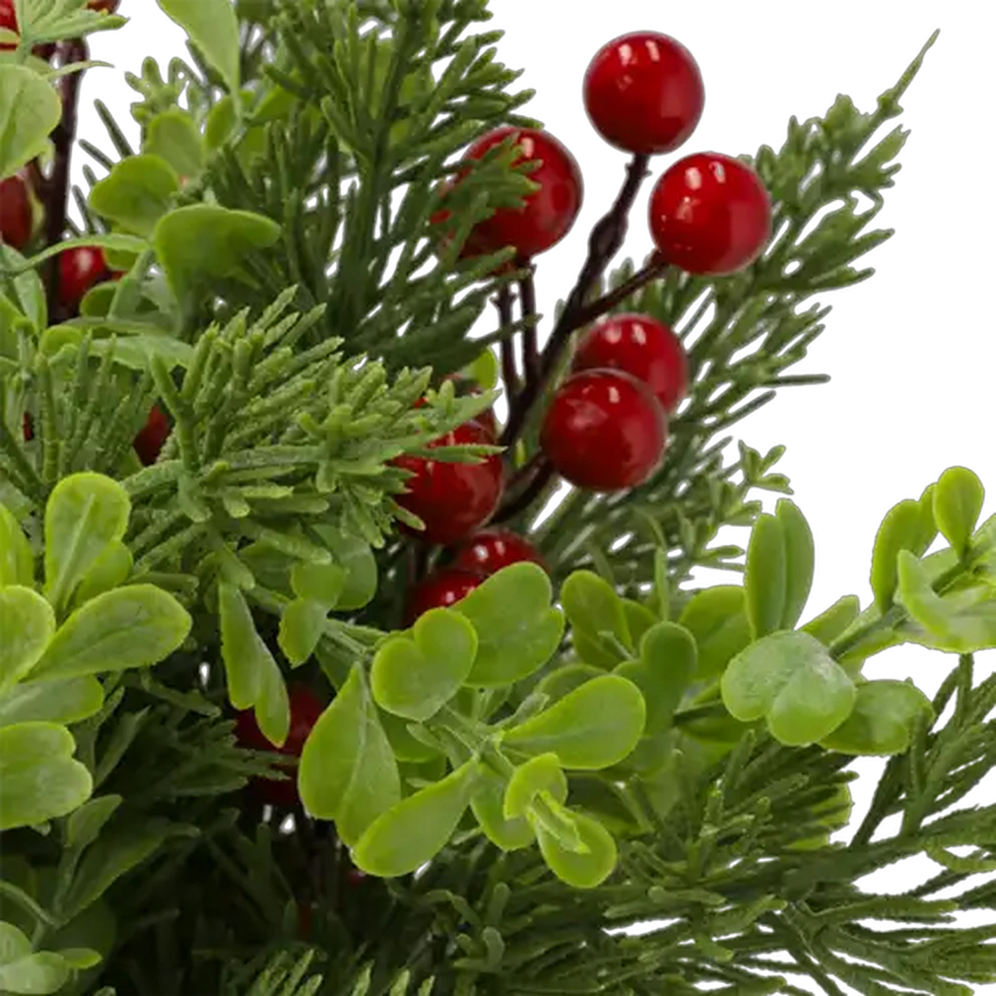 Image of Santa's Choice Red Potted Tabletop Berry & Pine Festive Floral Arrangement