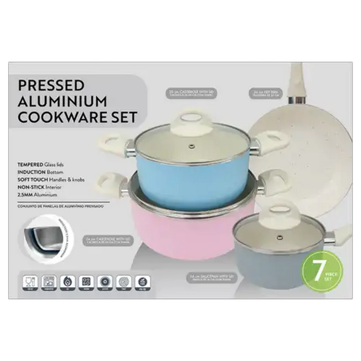 Image of Jolene Pressed Aluminium Cookware Set 7-Piece