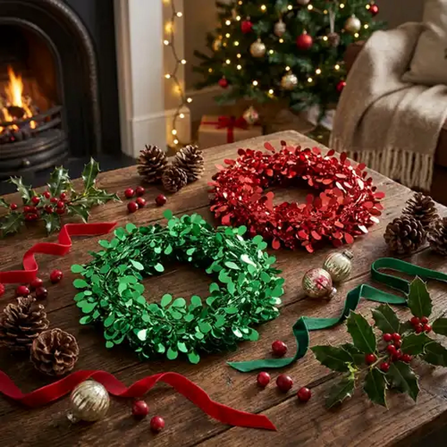 Image of Santa's Choice Tinsel Wreath 4.5m (Colour May Vary)