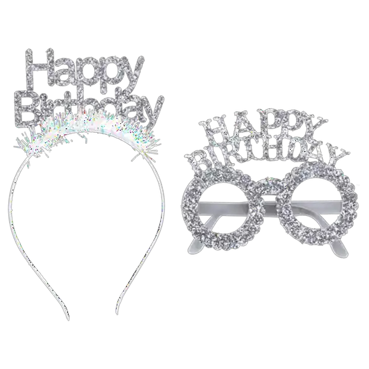 Image of Occasions Silver Dress Up Happy Birthday Tiara & Glasses 2-Pack