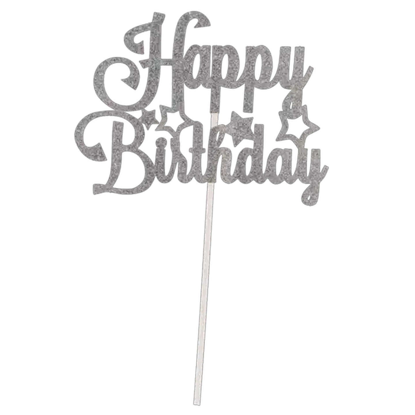 Image of Occasions Silver Star Happy Birthday Paper Cake Topper