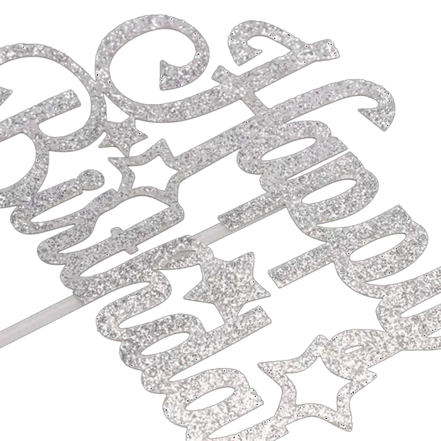Image of Occasions Silver Star Happy Birthday Paper Cake Topper