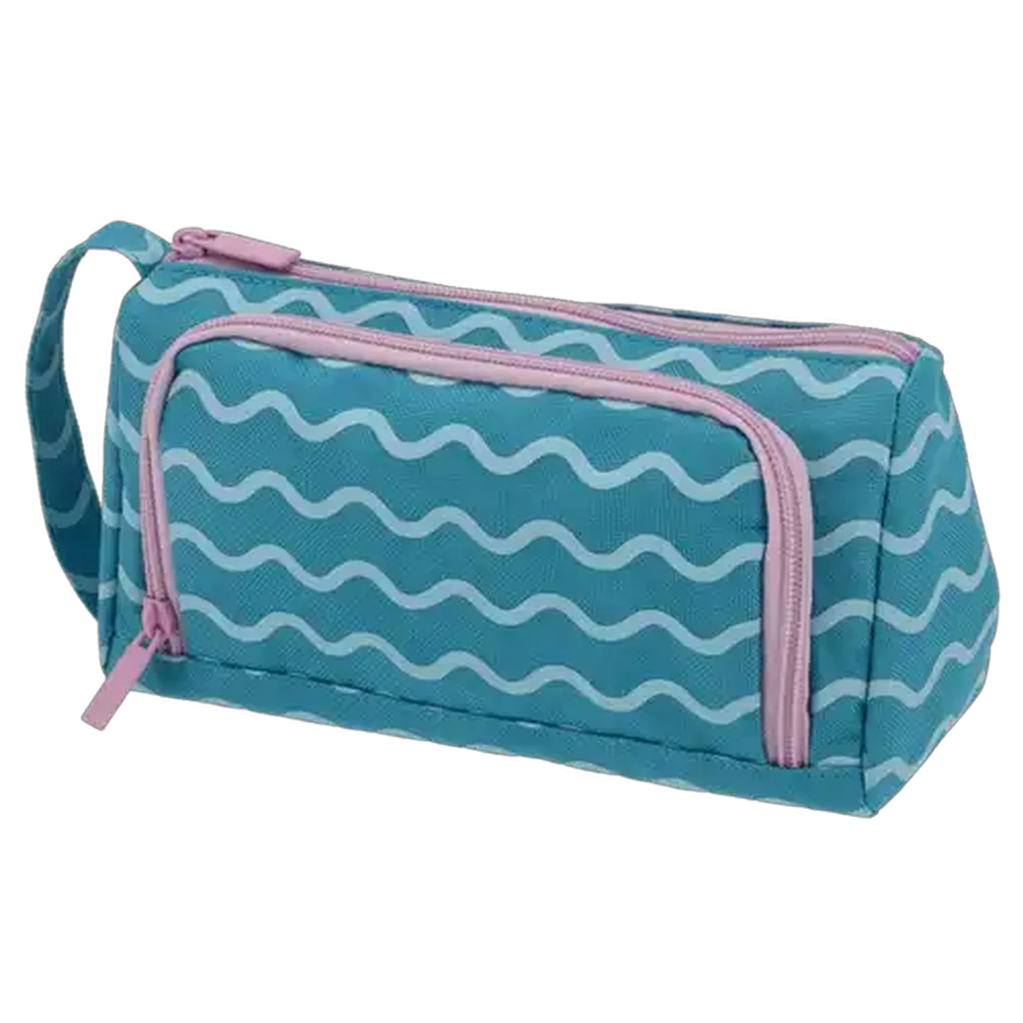Image of Coastal Waves Print Triangle Pencil Bag 21cm