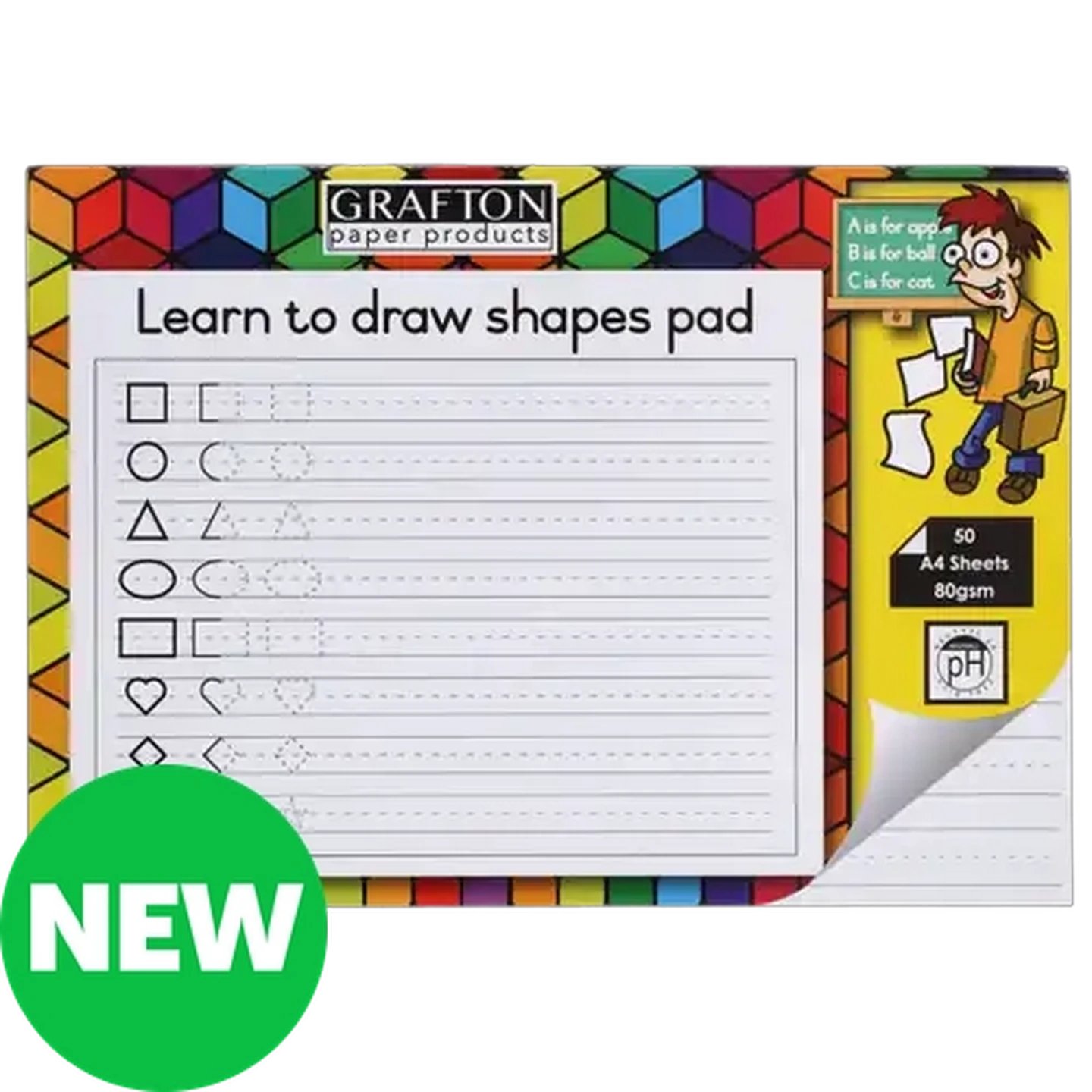 Image of Grafton A4 Learn to Draw Shapes Pad 50-Pack