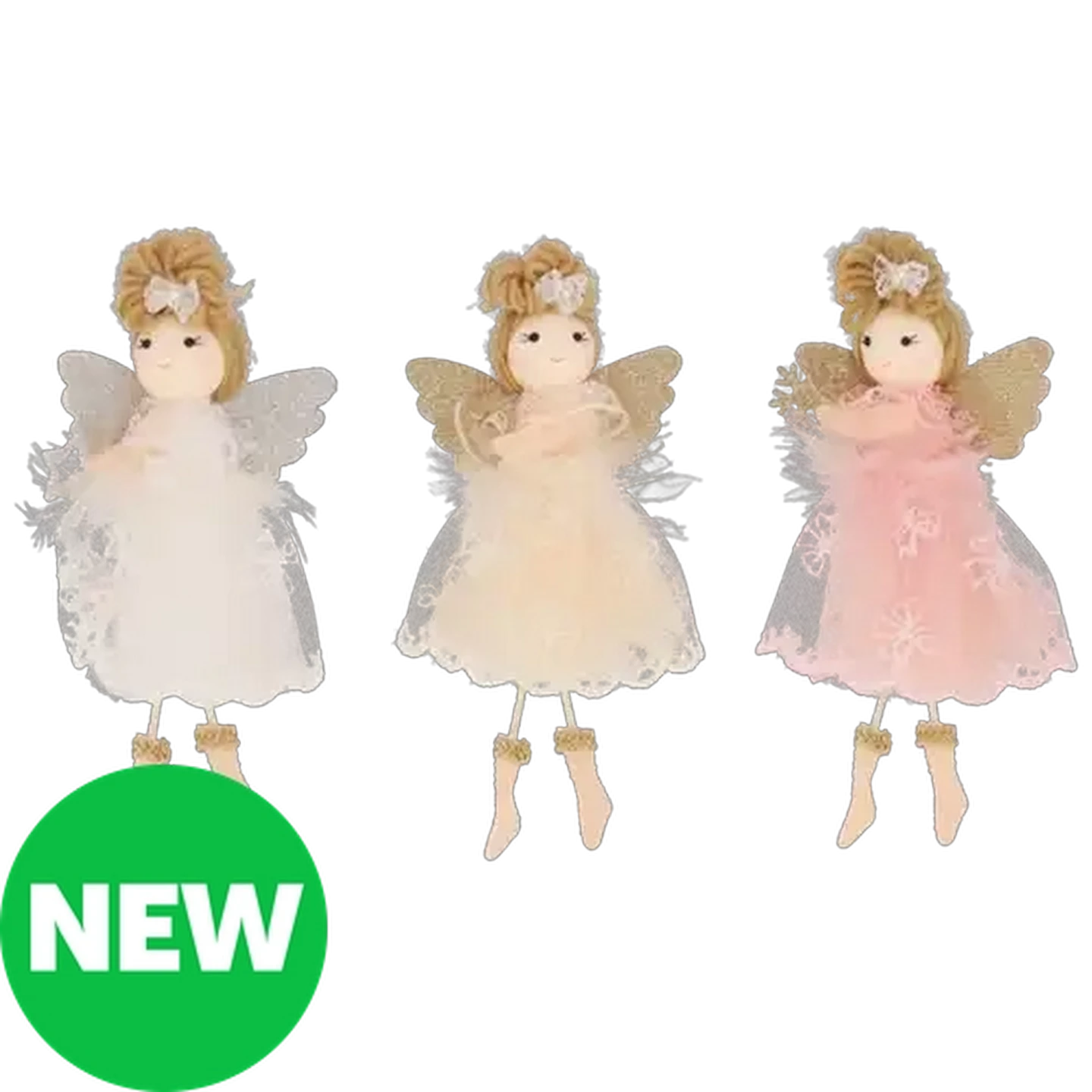 Image of Santa's Choice Lace Angel Christmas Tree Decoration 19cm (Design May Vary)